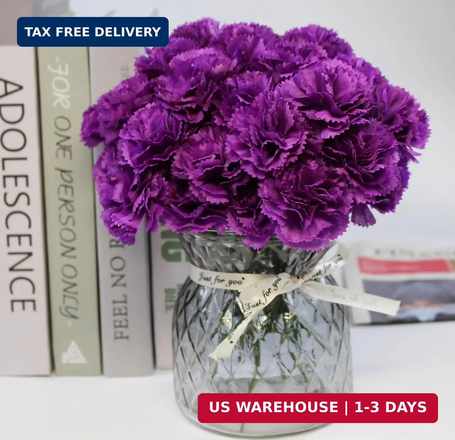 Artificial Marigold Flowers with Stems, 60 Pcs Purple Flowers Silk Flower Marigo