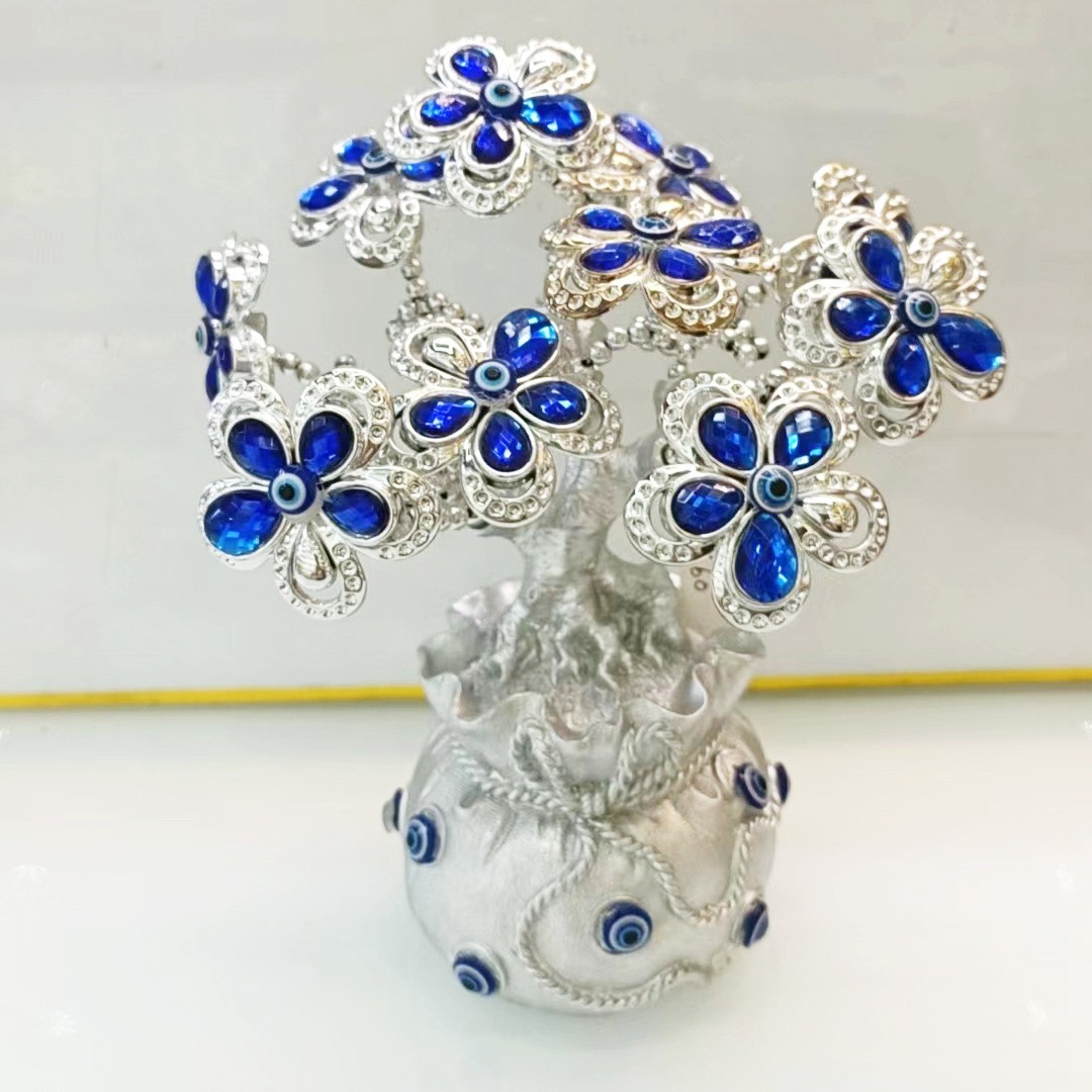 Lucky Tree, Silver Wealth Charm & Artificial Blooms Free Shipping
