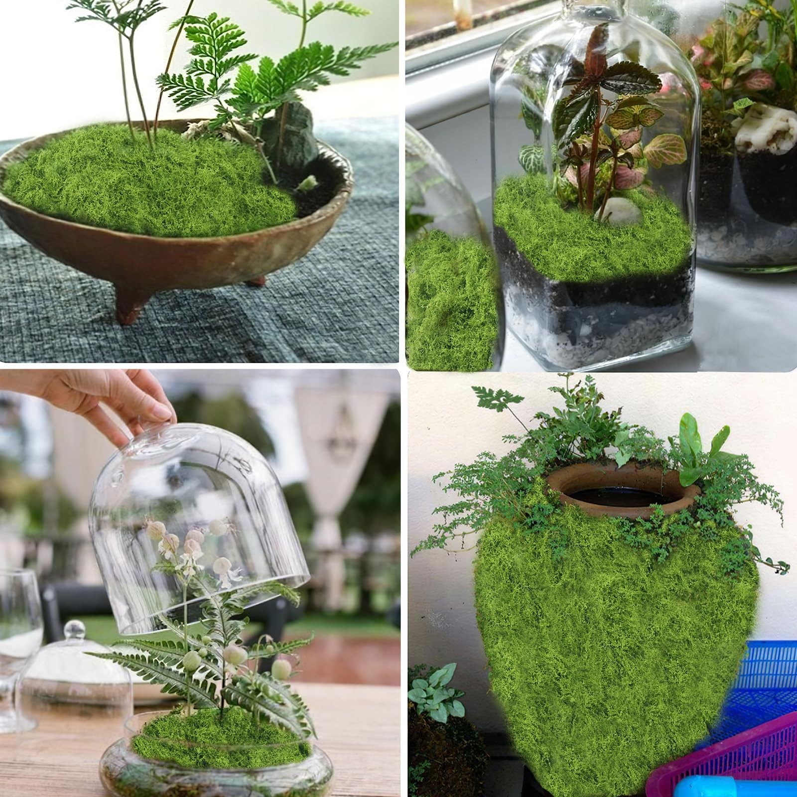 Fake Moss for Crafts 5.5OZ Faux Moss for Plants Indoor Artificial Green Moss …