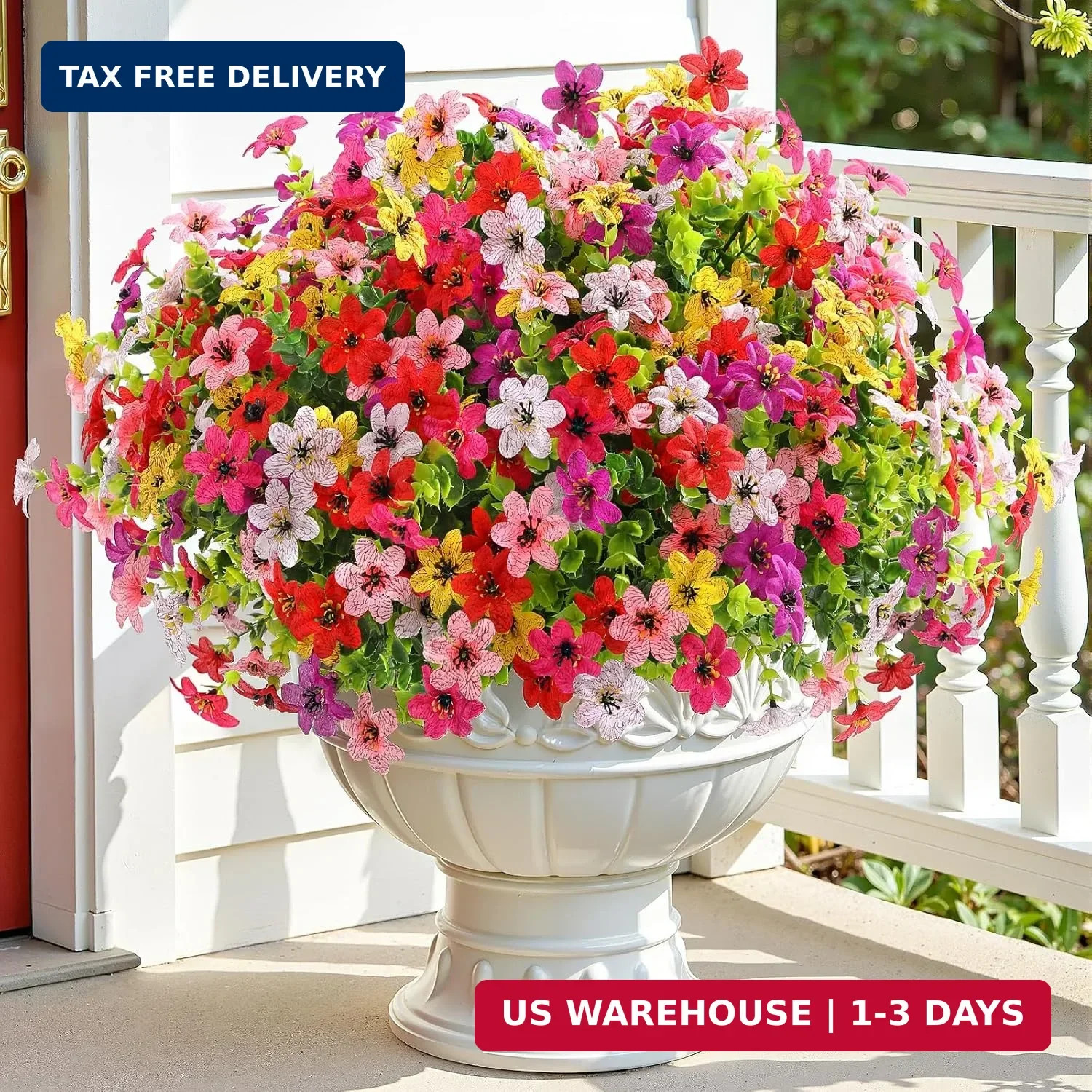 SHareconn 24 Bundles Artificial Flowers for Outdoors Spring Decoration, Fake Sil