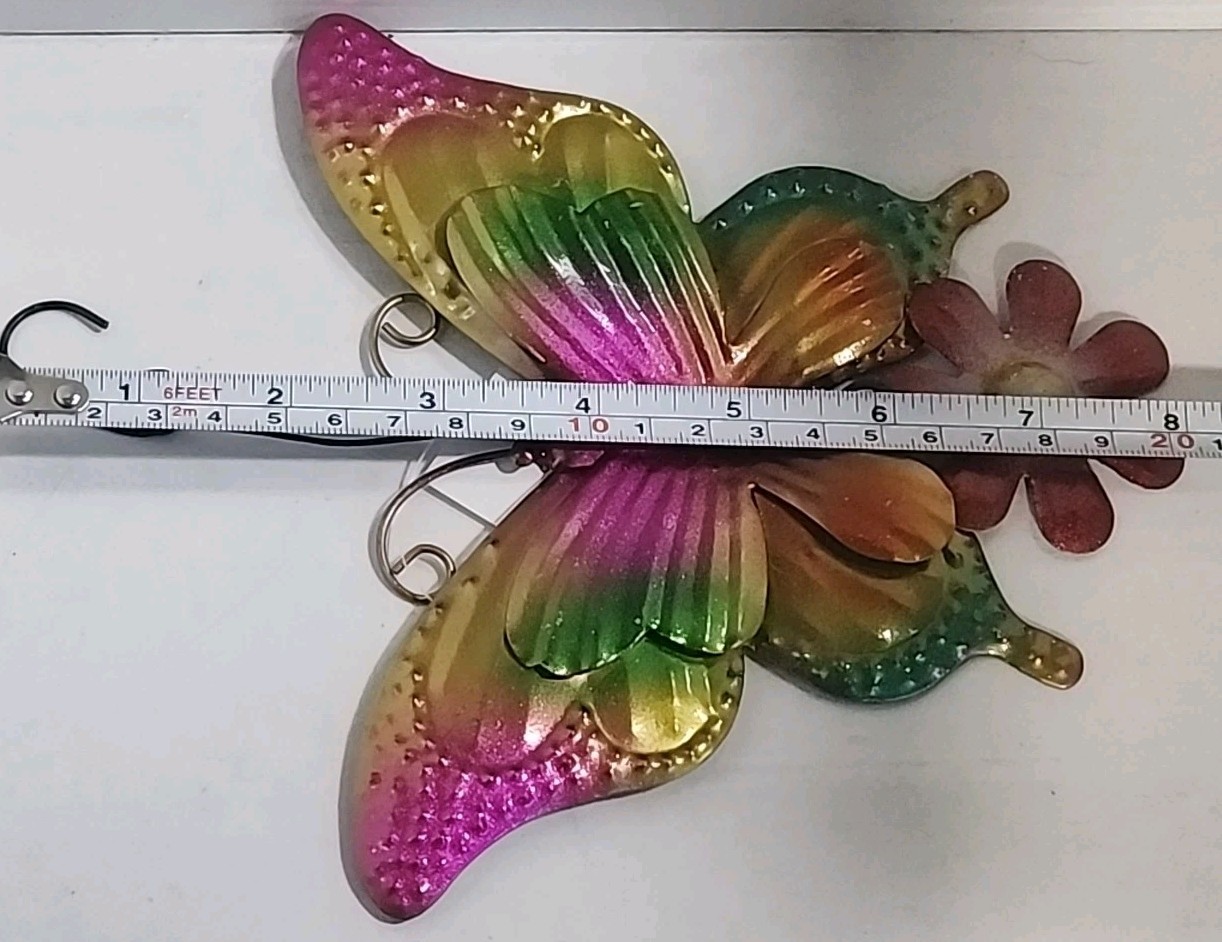 Butterfly & Flower Decorative Hanging Indoor Outdoor Metal Sign True Living (BTB
