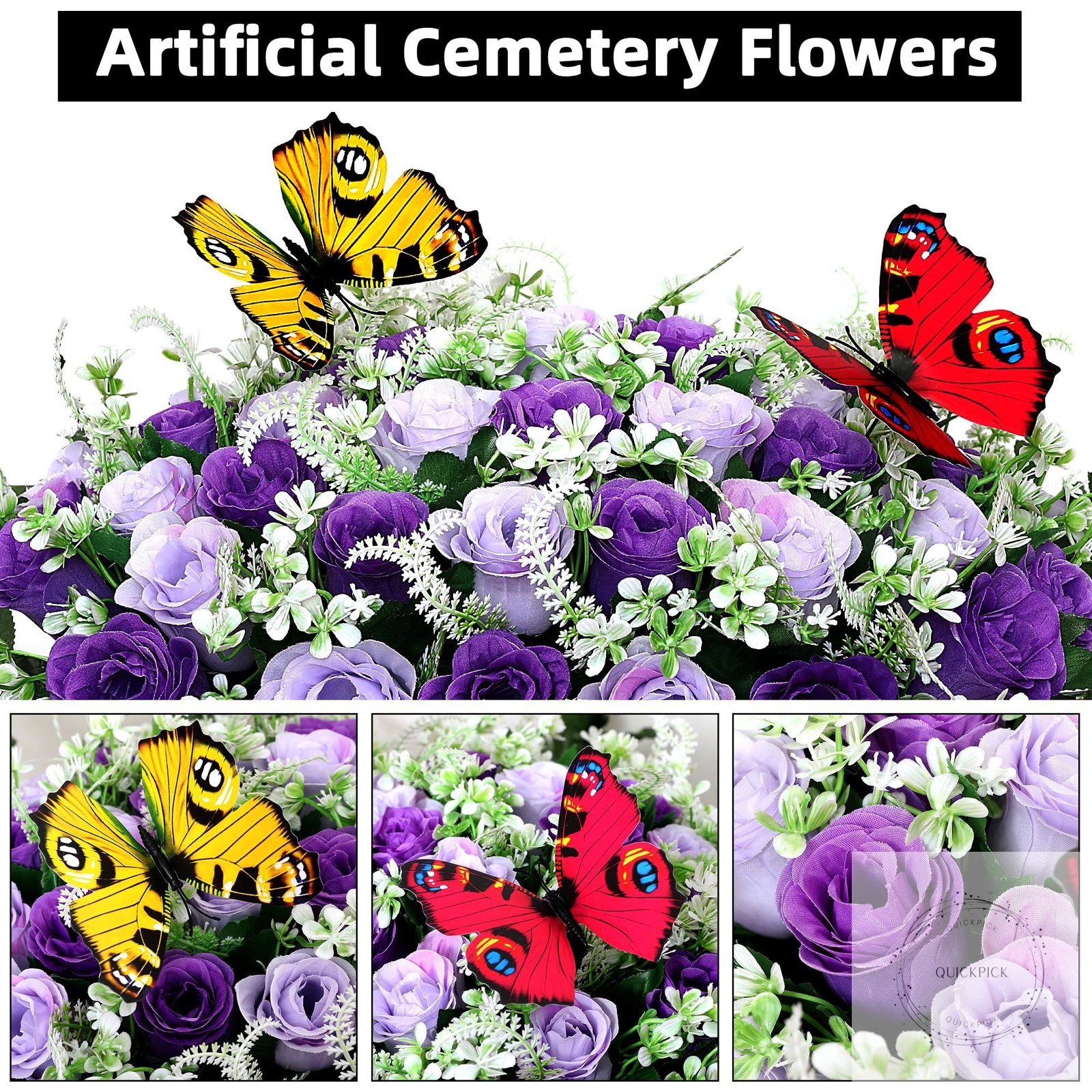 Artificial Cemetery Flowers for Grave,Large Headstone Flower Saddle Realistic