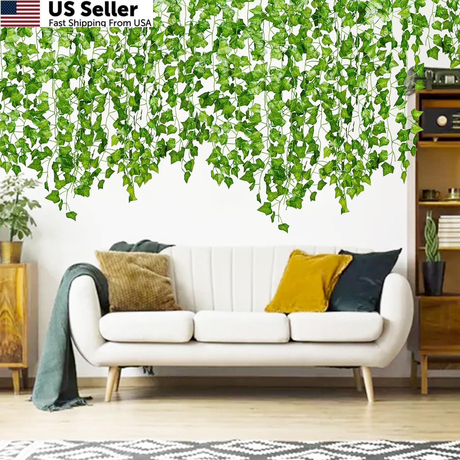 DearHouse 84 Feet 12 Strands Artificial Ivy Leaf Plants Vine 84 Feet, Green