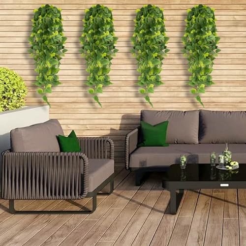 2pcs Artificial Hanging Plants, 3.6FT Fake Hanging Plants, Faux Pothos Vines
