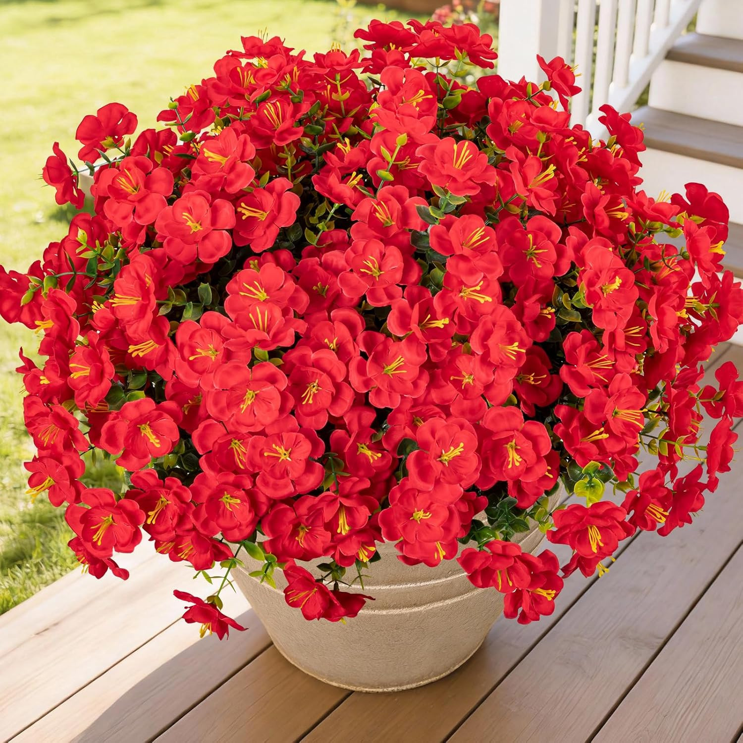 16 Bundles Realistic Artificial Camellia Flowers for Outdoor, UV Resistant Faux