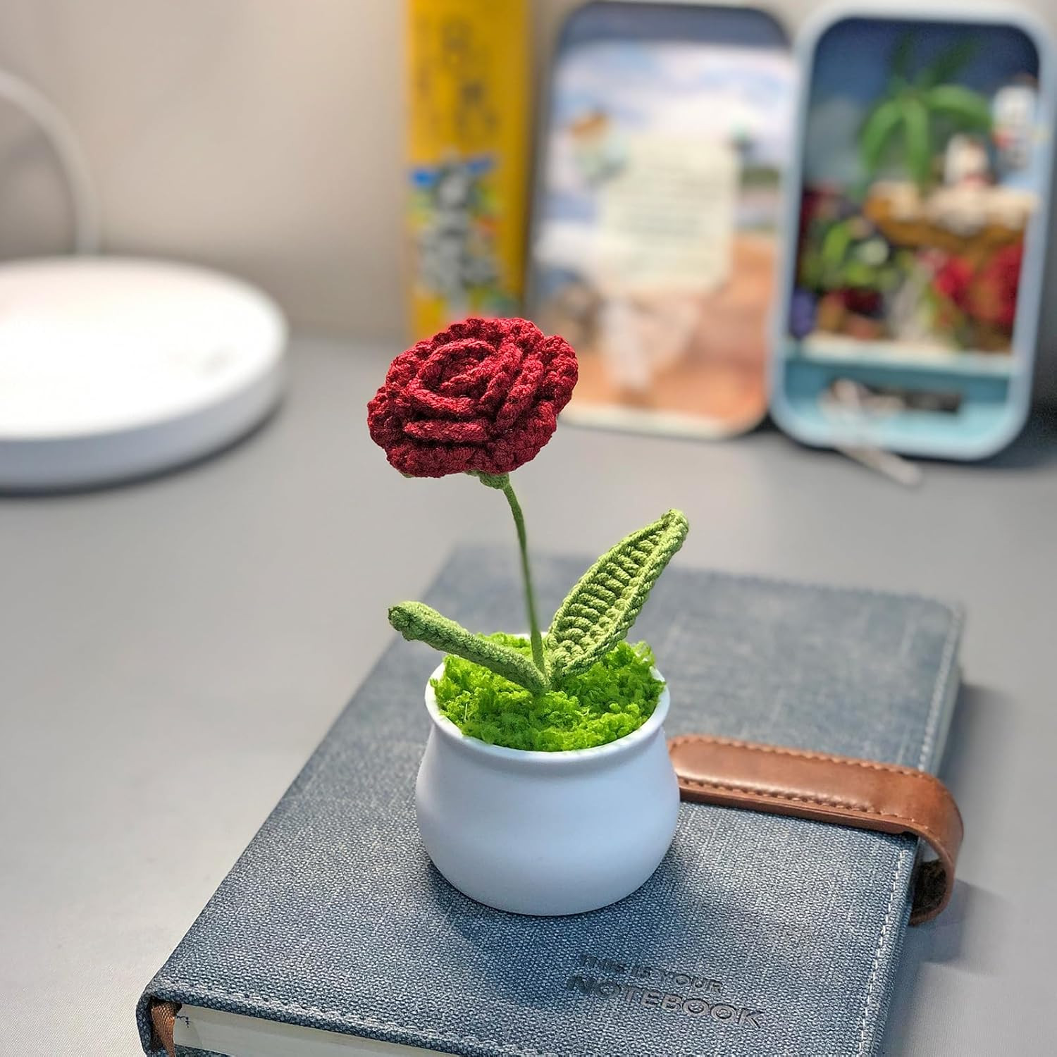 Crochet Flowers Cute Rose Gifts for Girlfriend, Boyfriend Valentines Birthday Gi