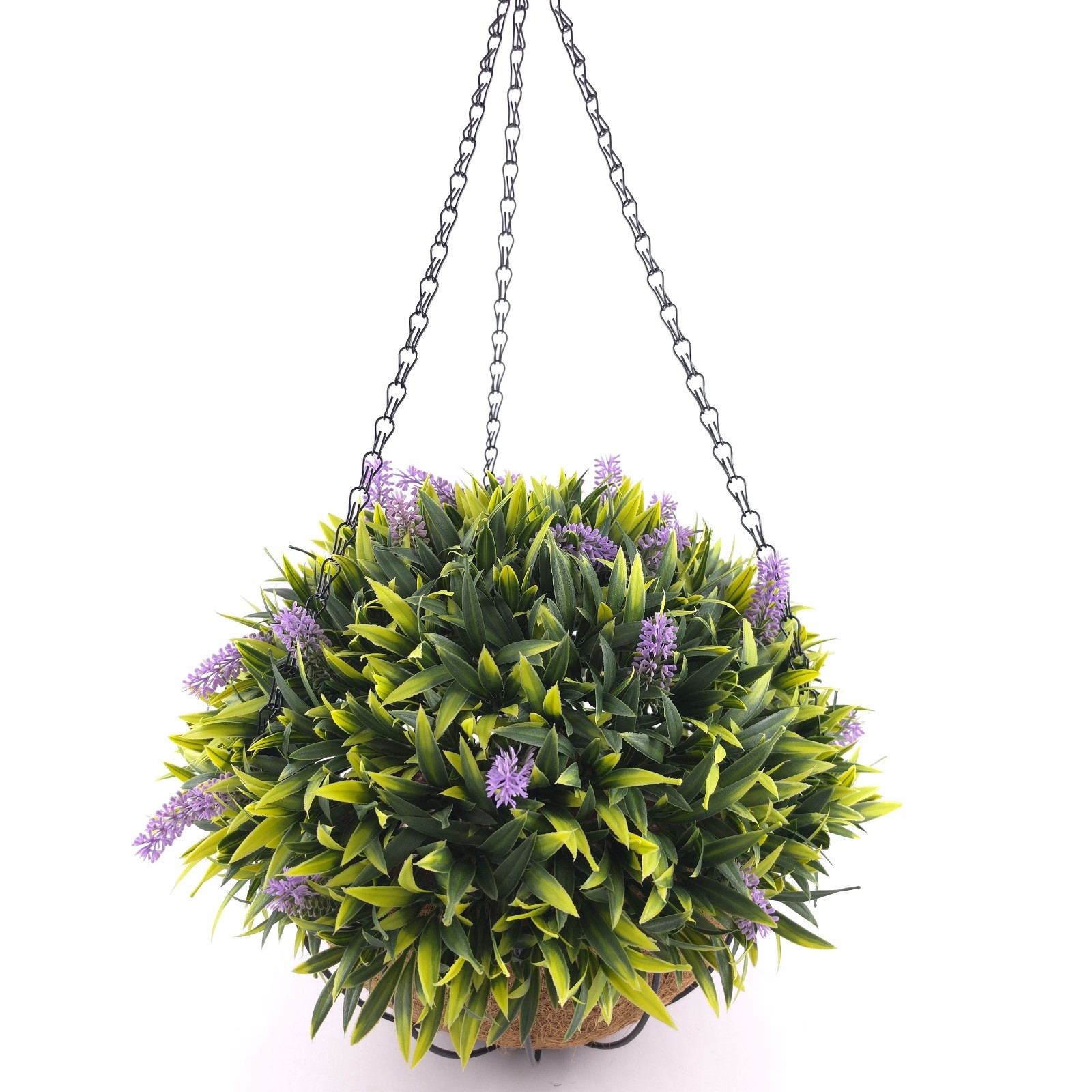 Wicker Park 17″ Faux French Lavender Floral Indoor/Outdoor Spring Hanging Basket