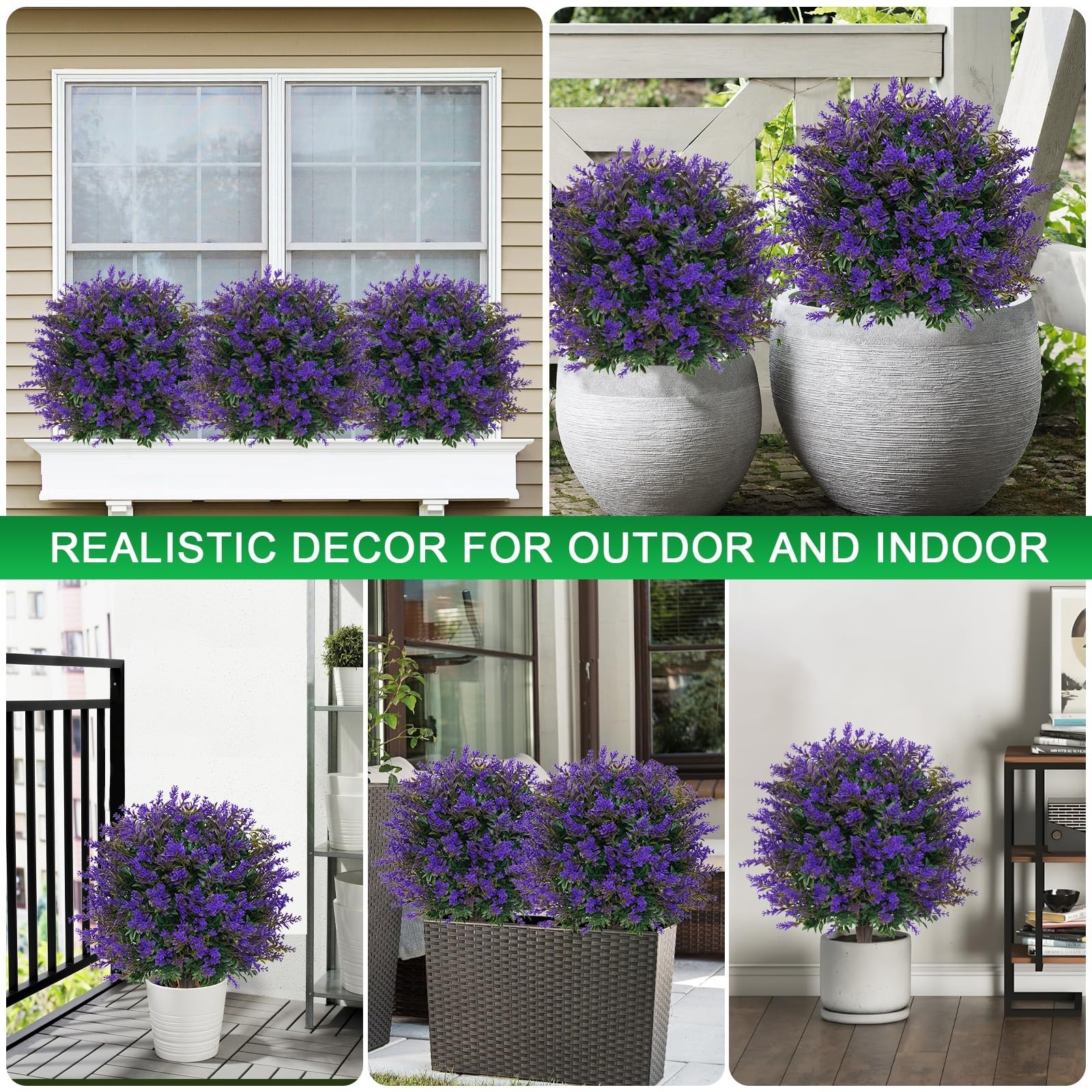 Set of 2 UV Resistant Artificial Lavender Topiary Balls – Faux Boxwood Shrubs fo