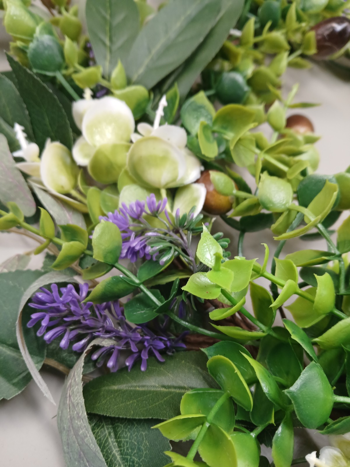 Lavendar And Olive Faux Greenery Wreath, Farmhouse Olive Leaf Wreath/Candle Ring