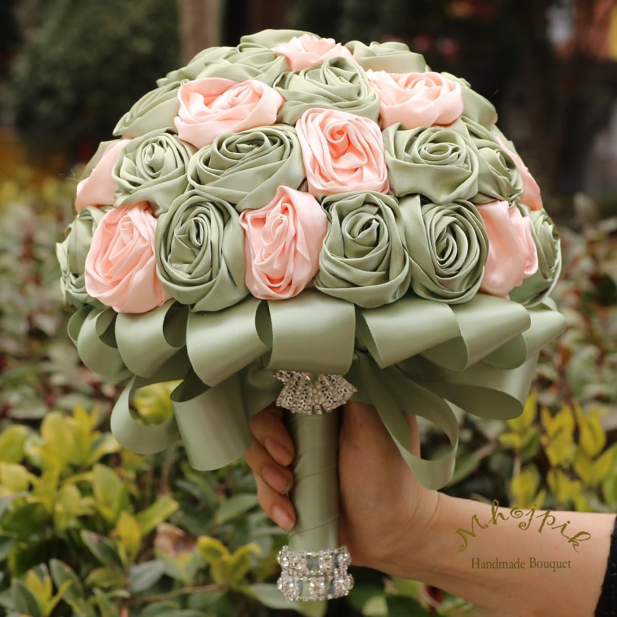 Mhojpik Handmade Wedding Flowers Bouquet Round Holding Bridal Bouquet Toss Ar…