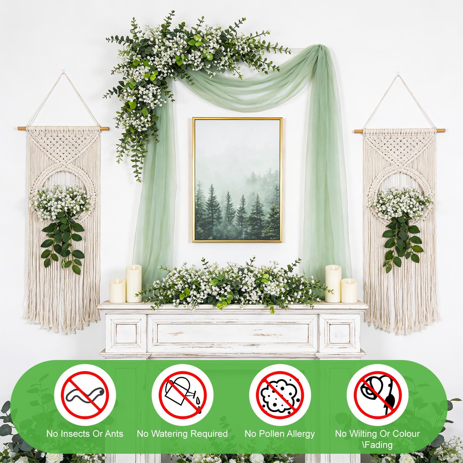 100 Pcs Mixed Artificial Eucalyptus Stems and Babys Breath Artificial Flowers…