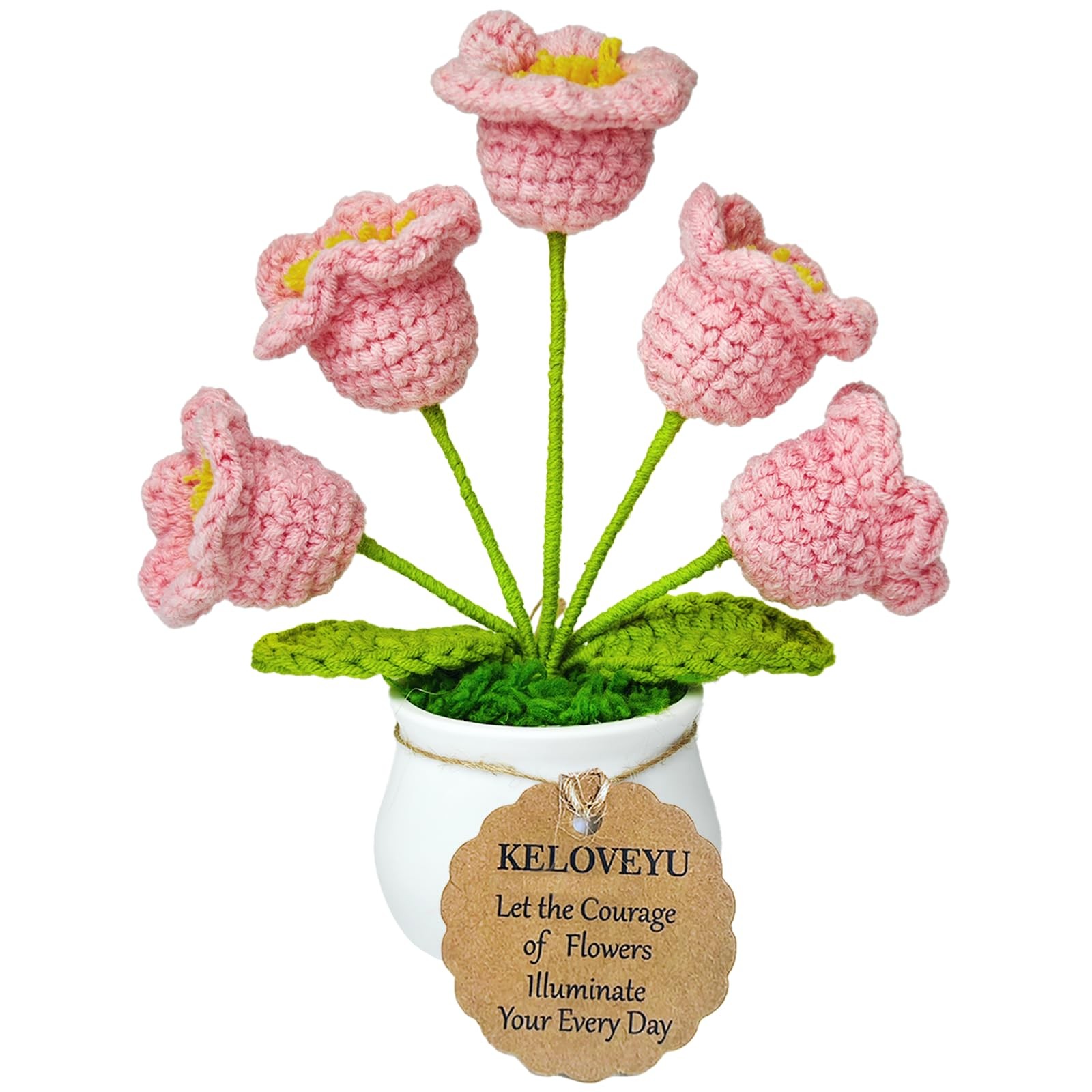 Crochet Flowers Bouquet Lily of The Valley Crochet Potted Plants Knitted Flow…