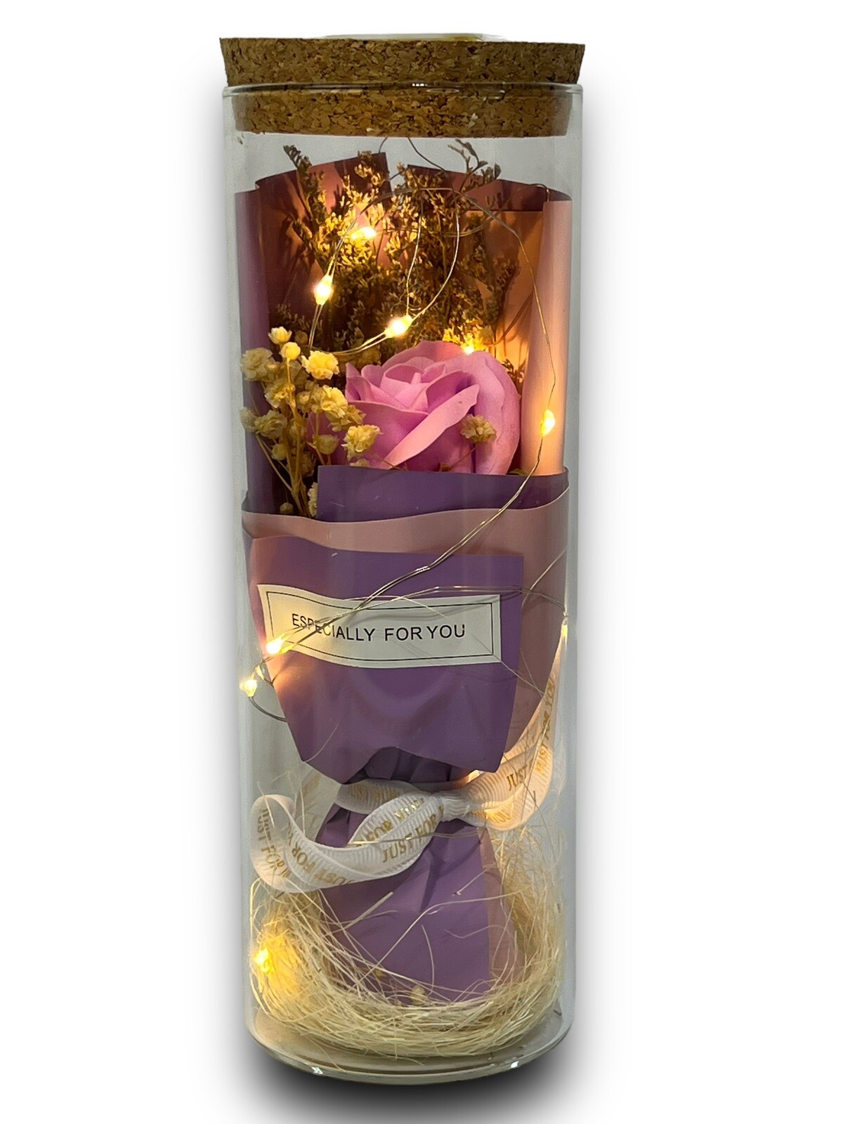 Pink Rose in Glass Dome LED Forever Flower Lamp Enchanted Mothers Day Gift