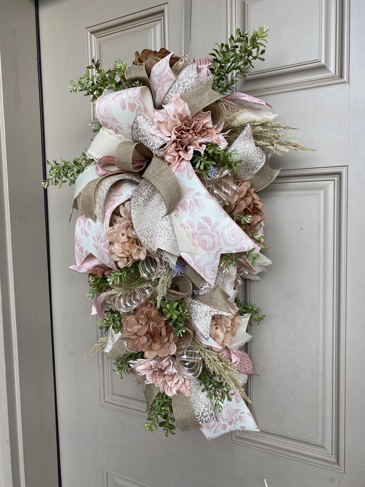 Boho Champaign Floral Wedding Flowers/ Rustic Farmhouse Swag Baby Shower Gift