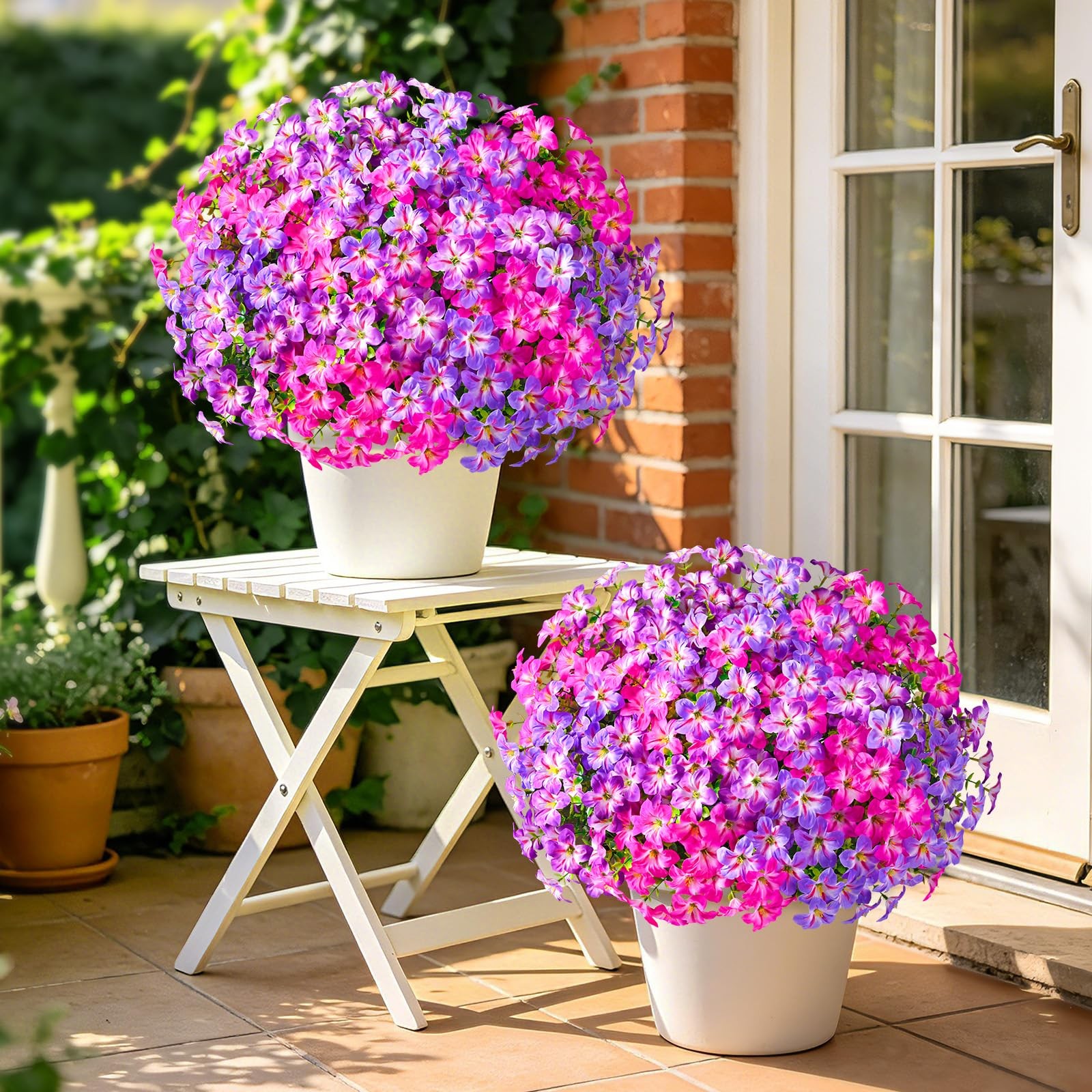12 Bundles Look Real Artificial Flowers for Outdoors, Realistic Fake Outdoor …