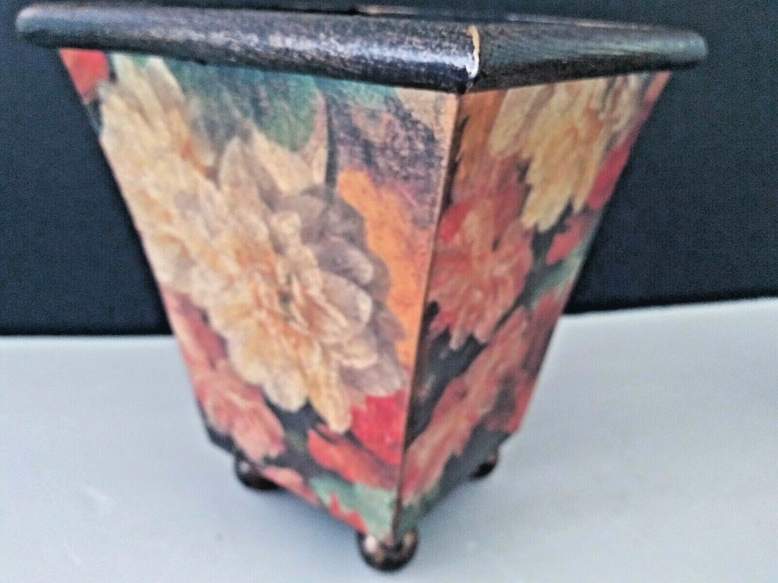Absolutely Beautifully decorated Wooden Vases. Silk Flowers. Two pots!!