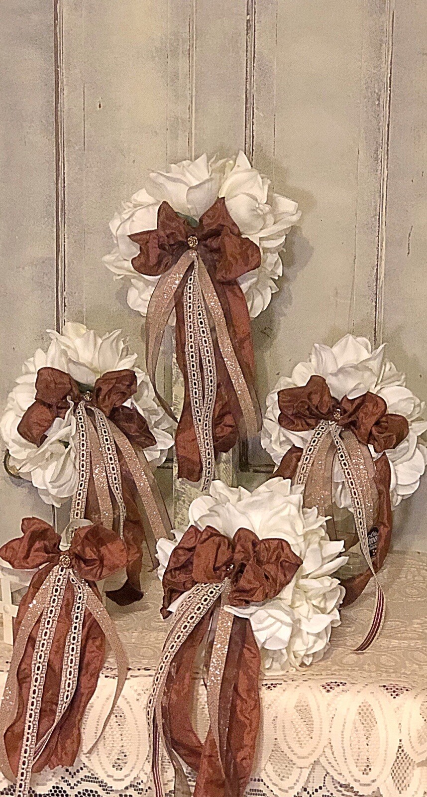Vintage Magnolia Wedding Bouquet Set 5pc