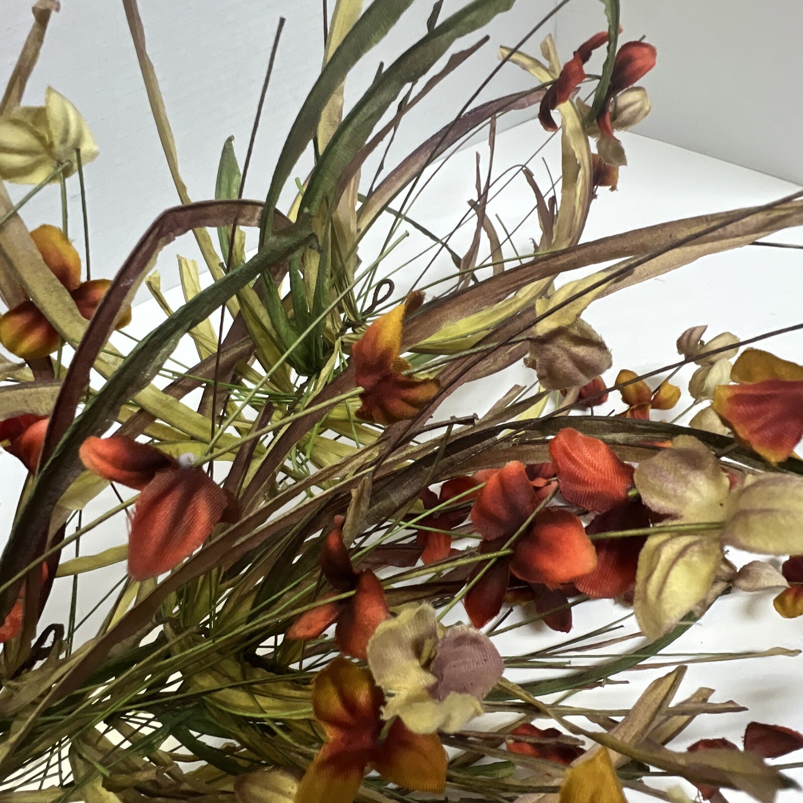 Fall Flower Bouquet Bundle Pic Silk Flowers Pine Leaves Natural Look Large NOS