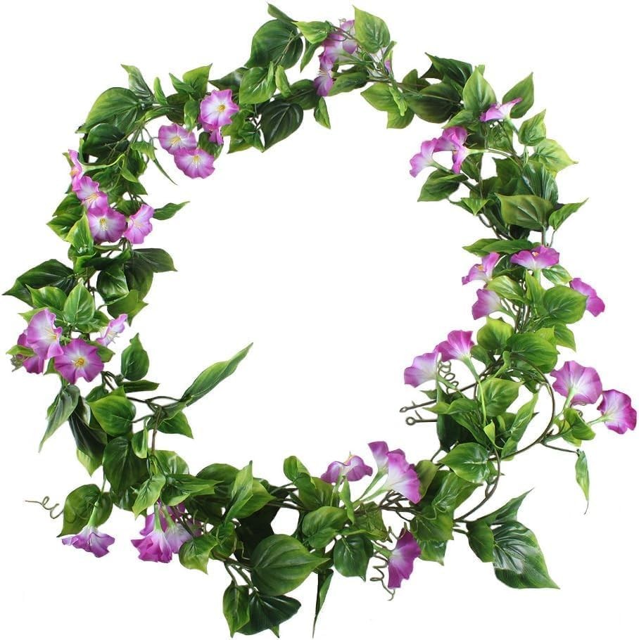 GTIDEA 2Pcs Artificial Vines,15Feet Hanging Plants Silk Morning Glory Garland Fa