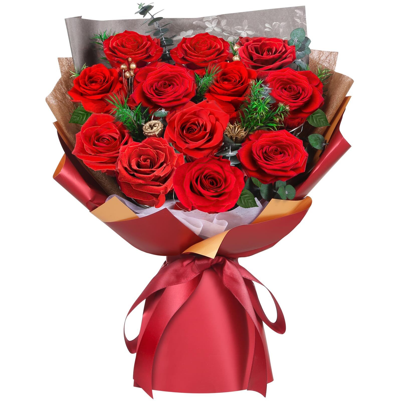 PRESERVED REAL RED ROSE BOUQUET LONGLASTING FLOWERS FOR ANNIVERSARY BIRTHDAY AND