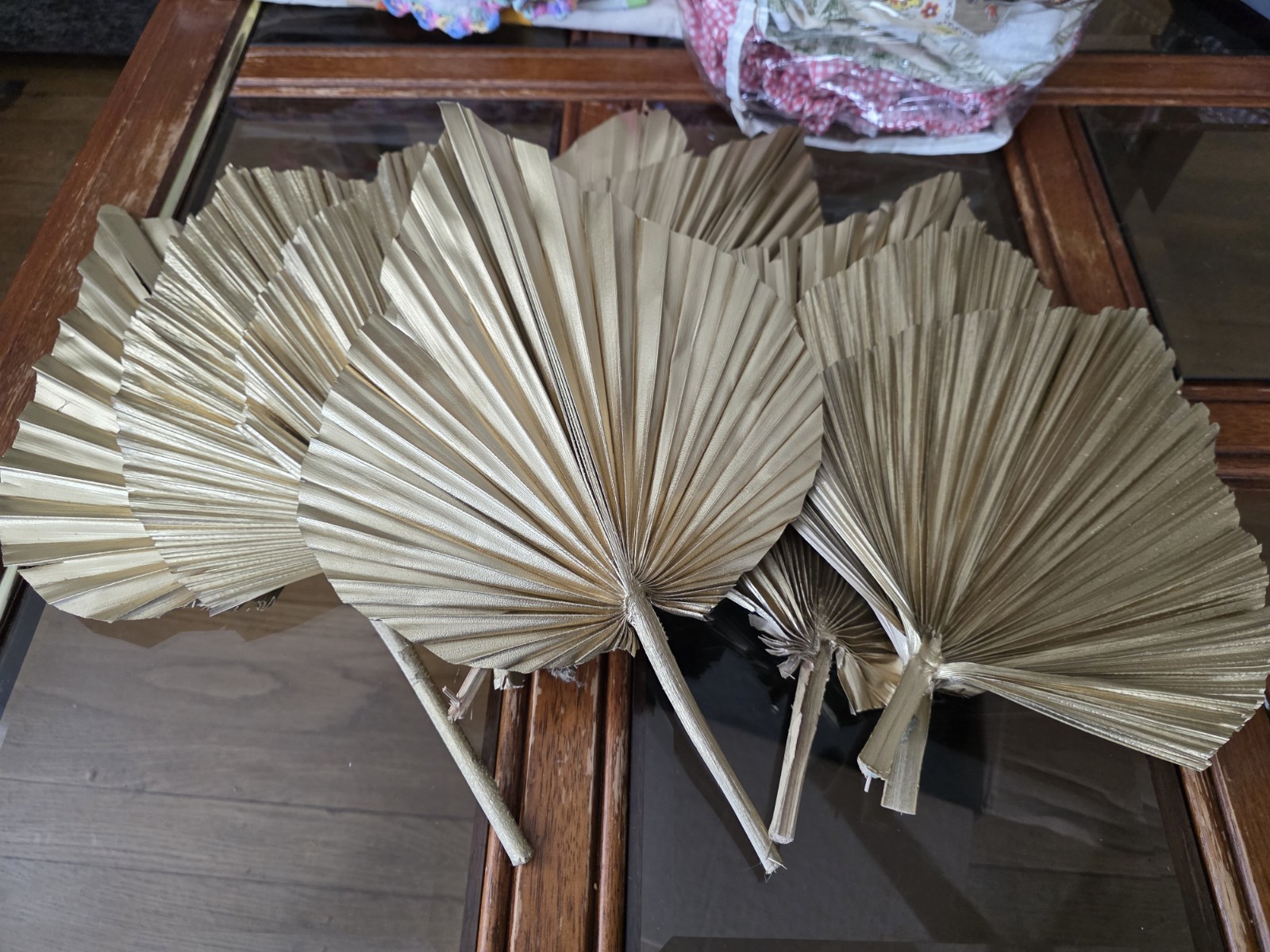 Artificial Dried Palm Leaf Branch Twig Stem Gold Floral Decor