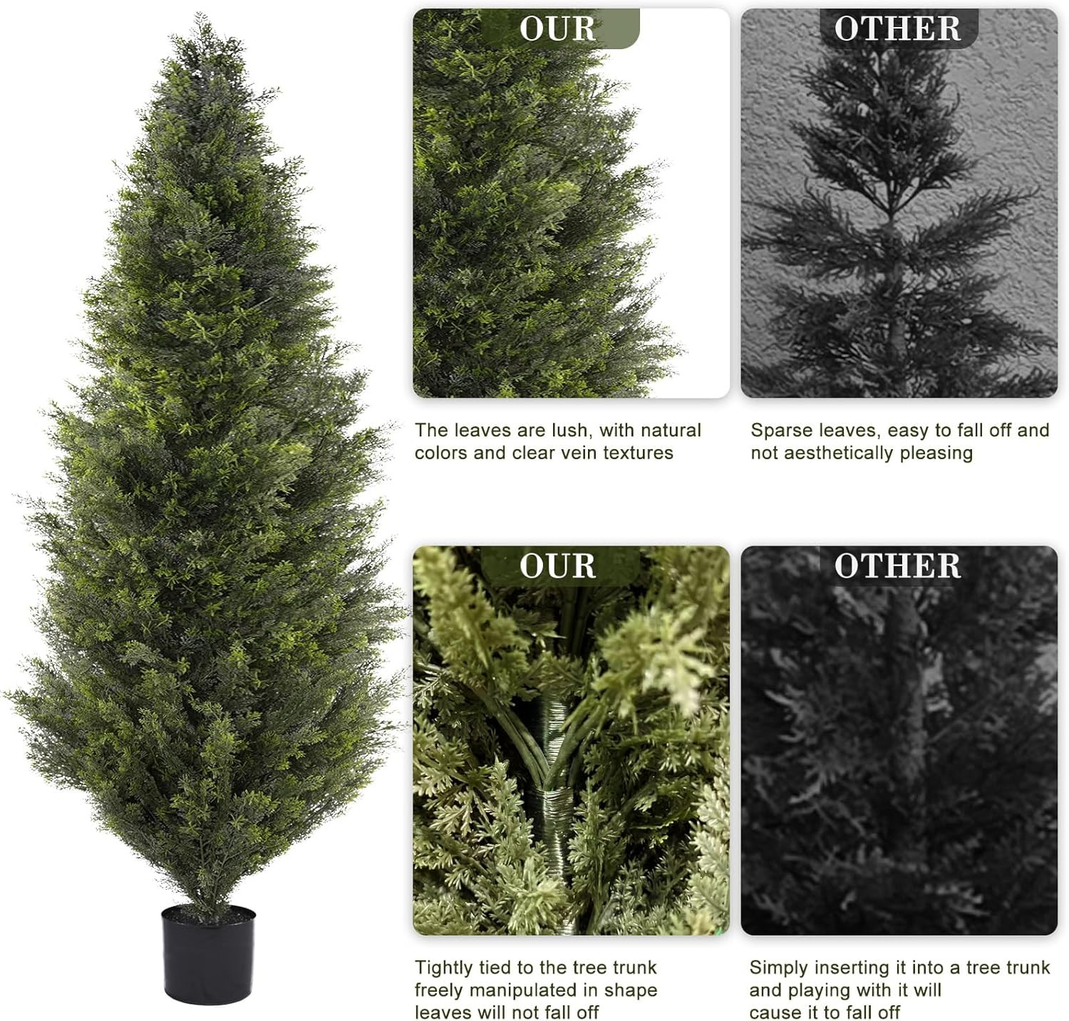 6FT UV-Resistant Artificial Cedar Topiary Trees – Set of 2 for Outdoor Decor