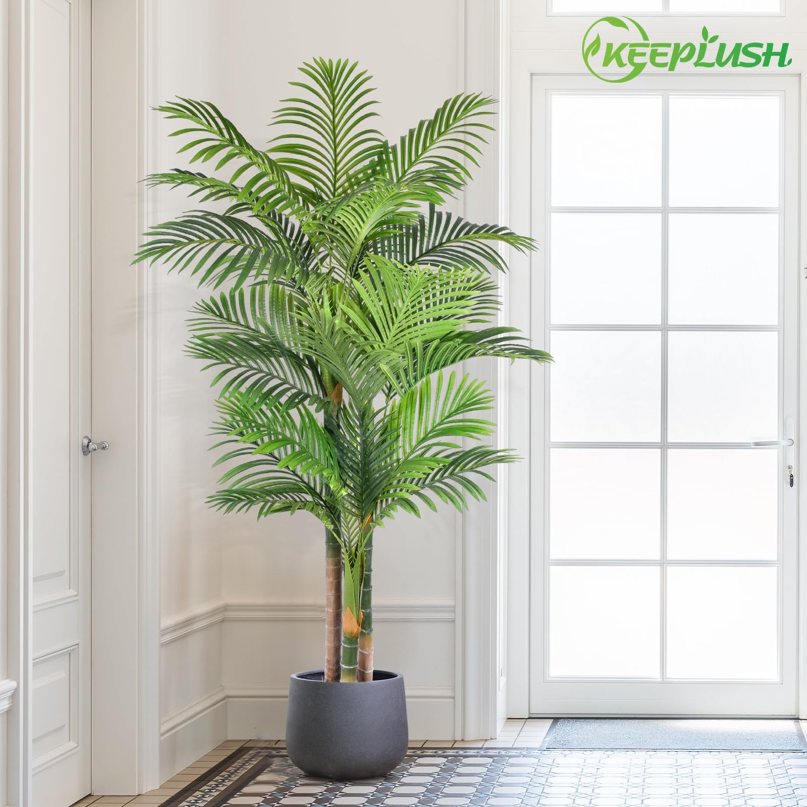 6ft Tall Triple Golden Cane Palm Artificial Tree 72inch Large Tropical Palm T…