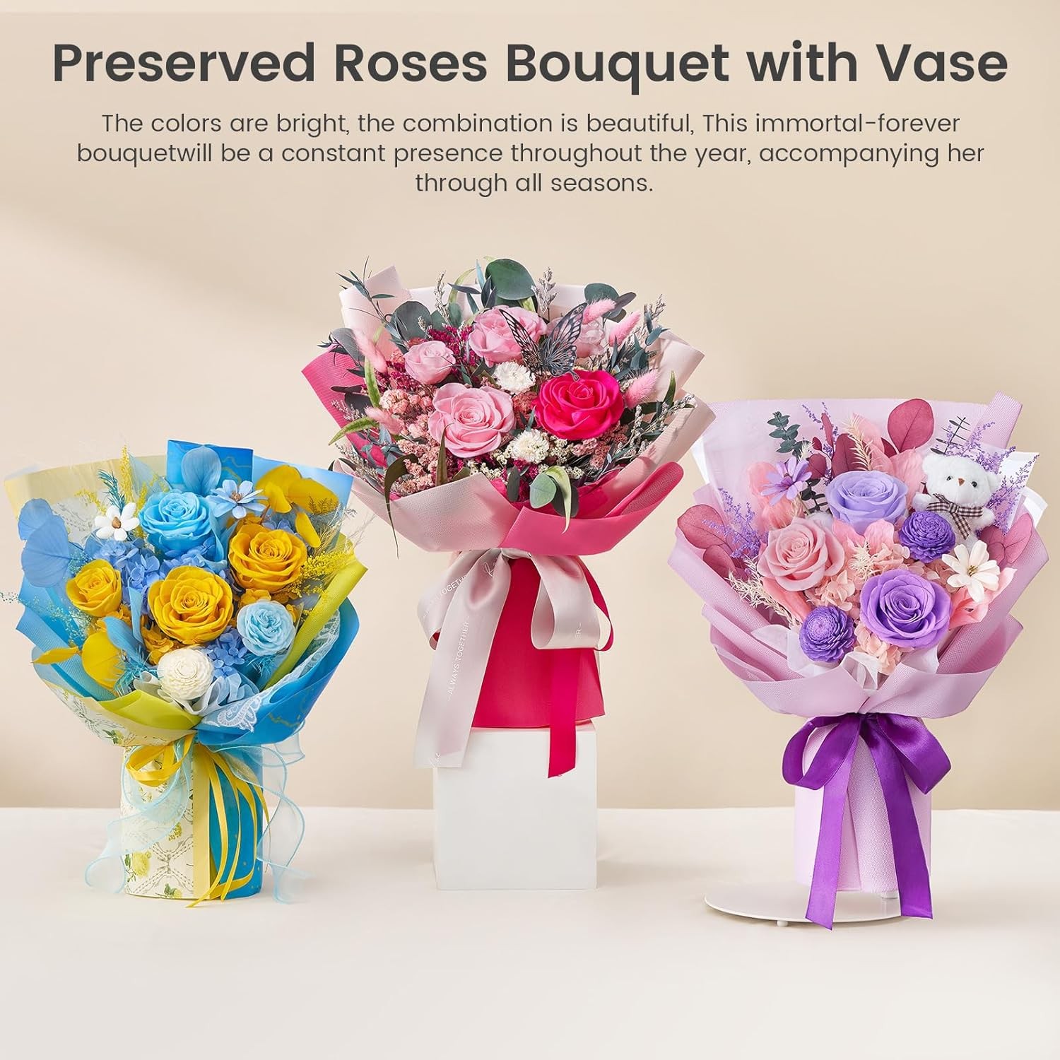 Polylove Flowers for Delivery Prime Forever Bouquet Hot Pink