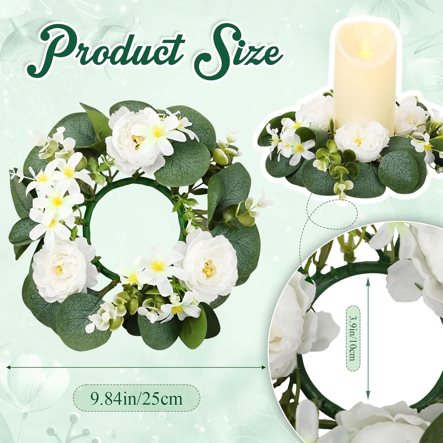 24 Pcs Eucalyptus Candle Rings – Elegant Greenery for Weddings & Decor