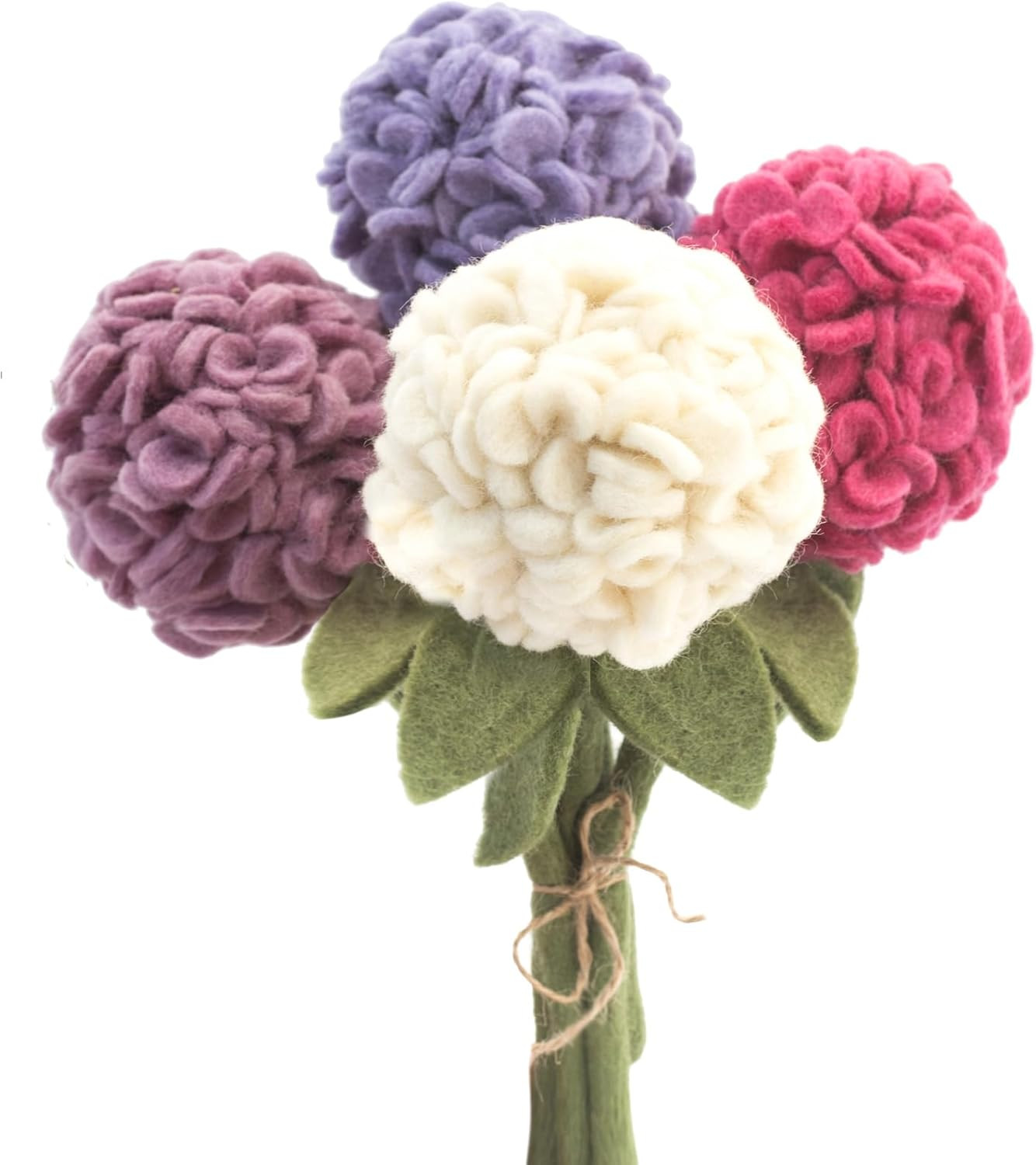 Felt Hydrangea Artificial Flowers Bouquet – 4 Pcs|Reusable, Washable and Esse…