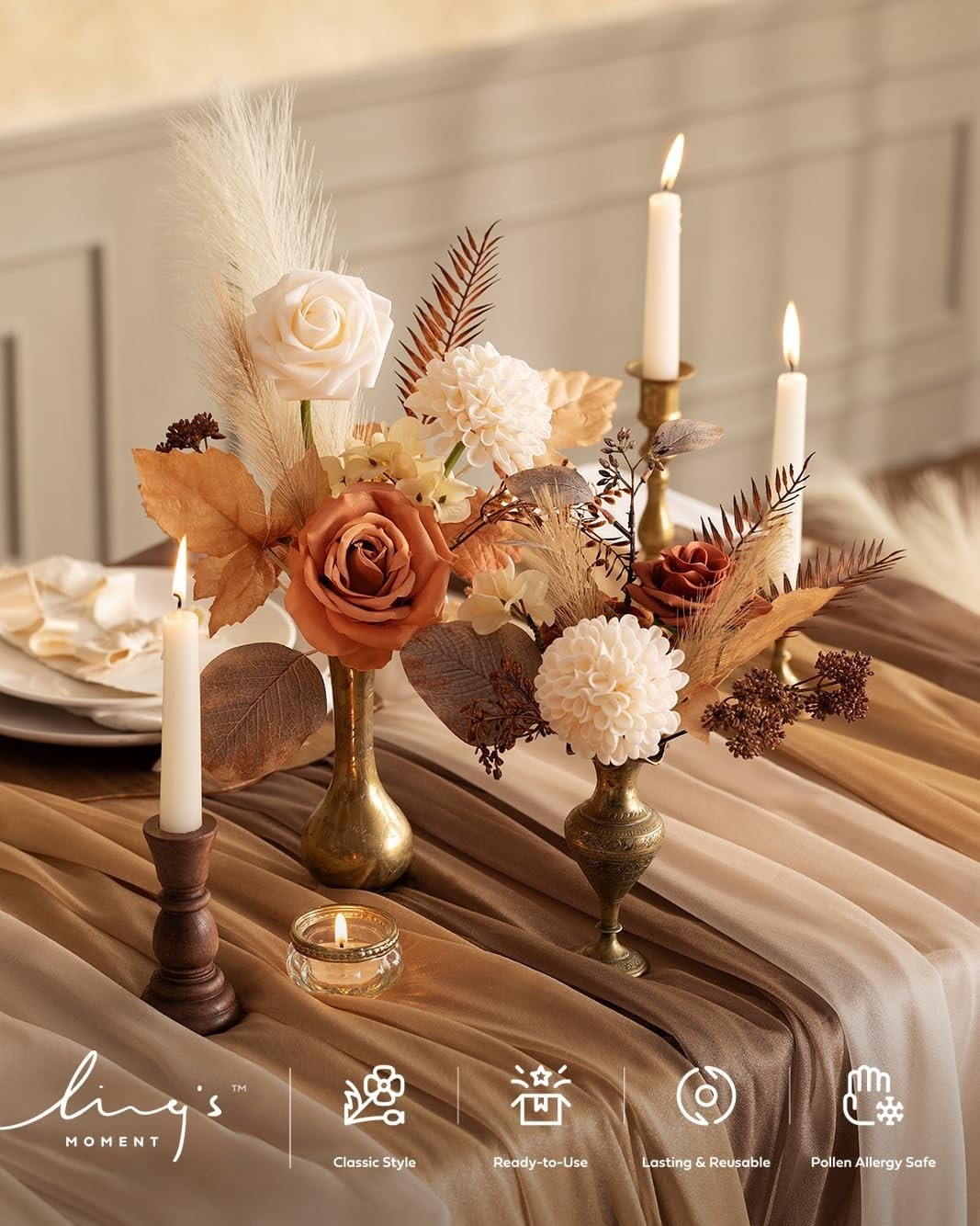 24-Piece Artificial Silk Roses & Foam Dahlias for DIY Wedding Bouquets & Decor