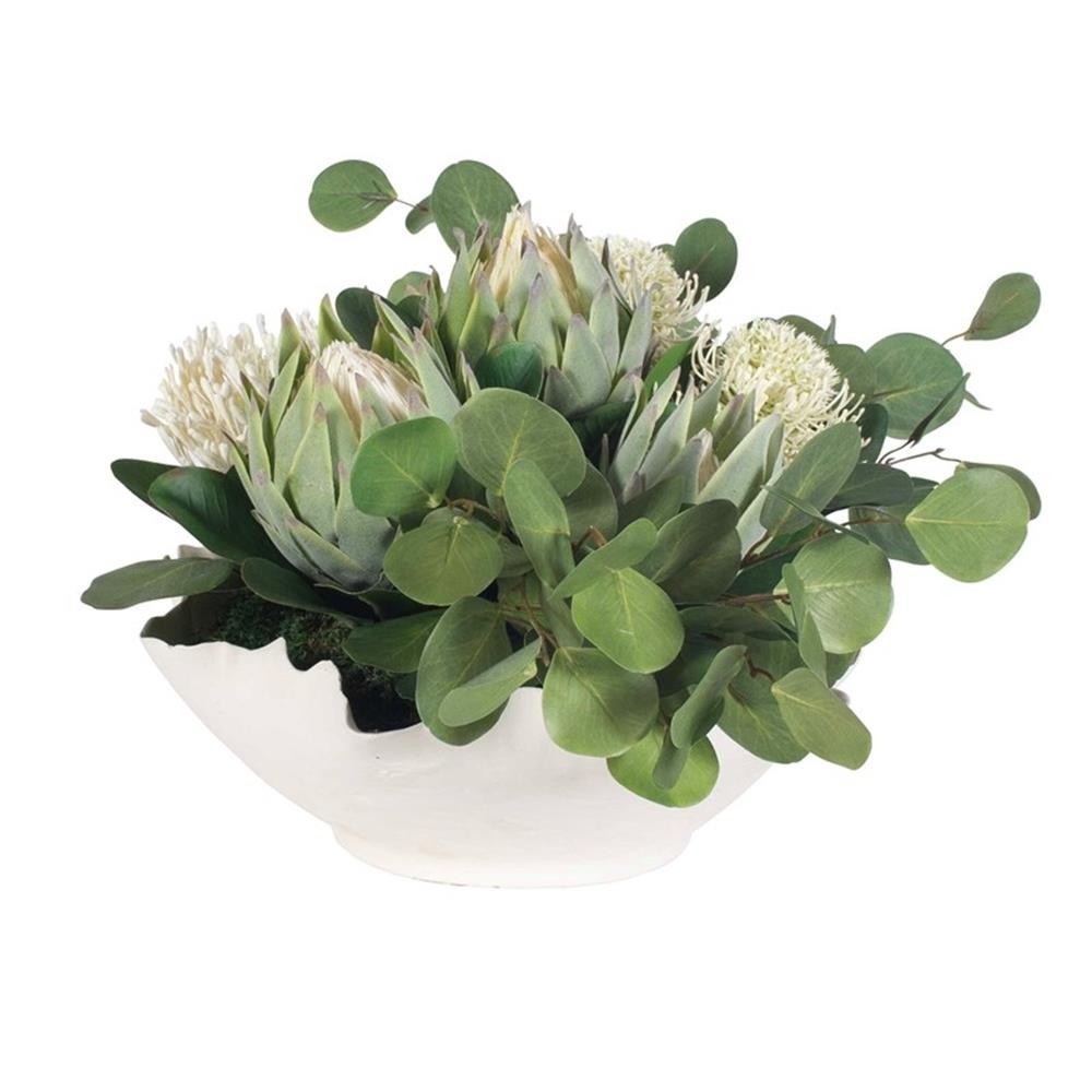 Pemberly Row Lifelike Succulent Centerpiece Arrangement with White Bowl