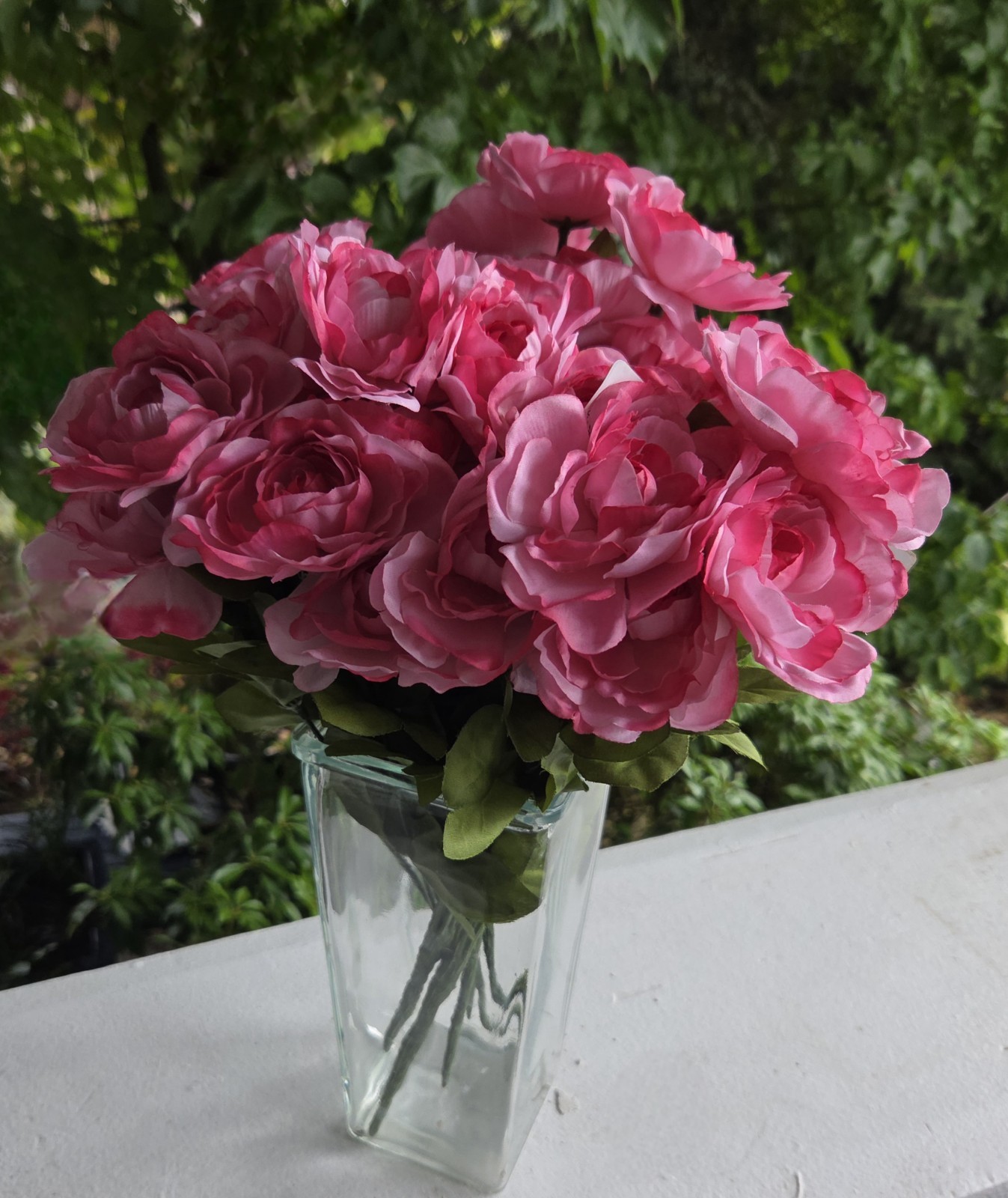 Lot of 6 NWT Faux Pink Ranunculus Rose Flower Stems 6 Blooms Each