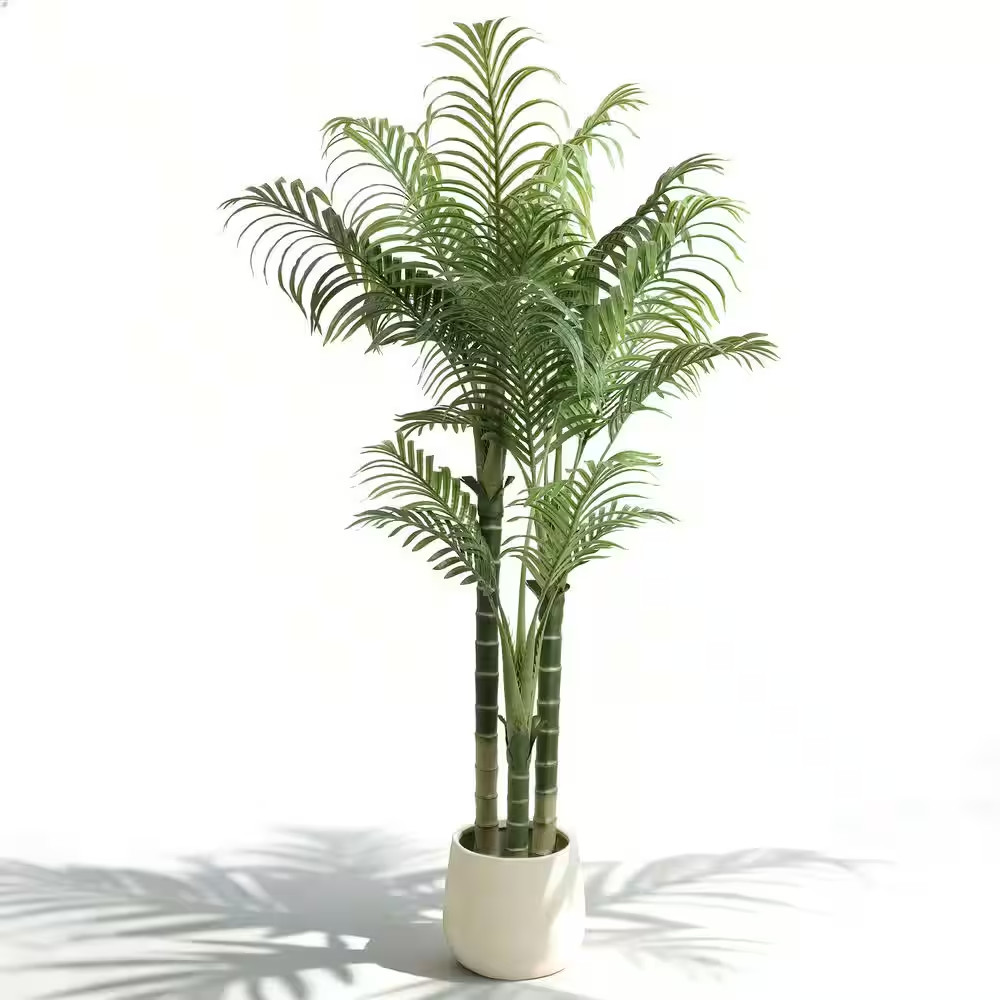 6 Ft. Artificial Palm Trees White Planter Indoor Outdoor Patio Office Home Decor