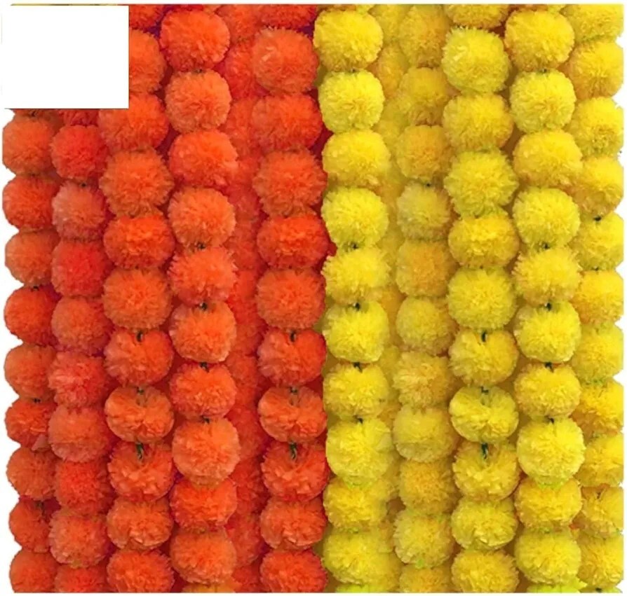 Artificial Marigold Flower Diwali Wedding Strings Yellow And Orange