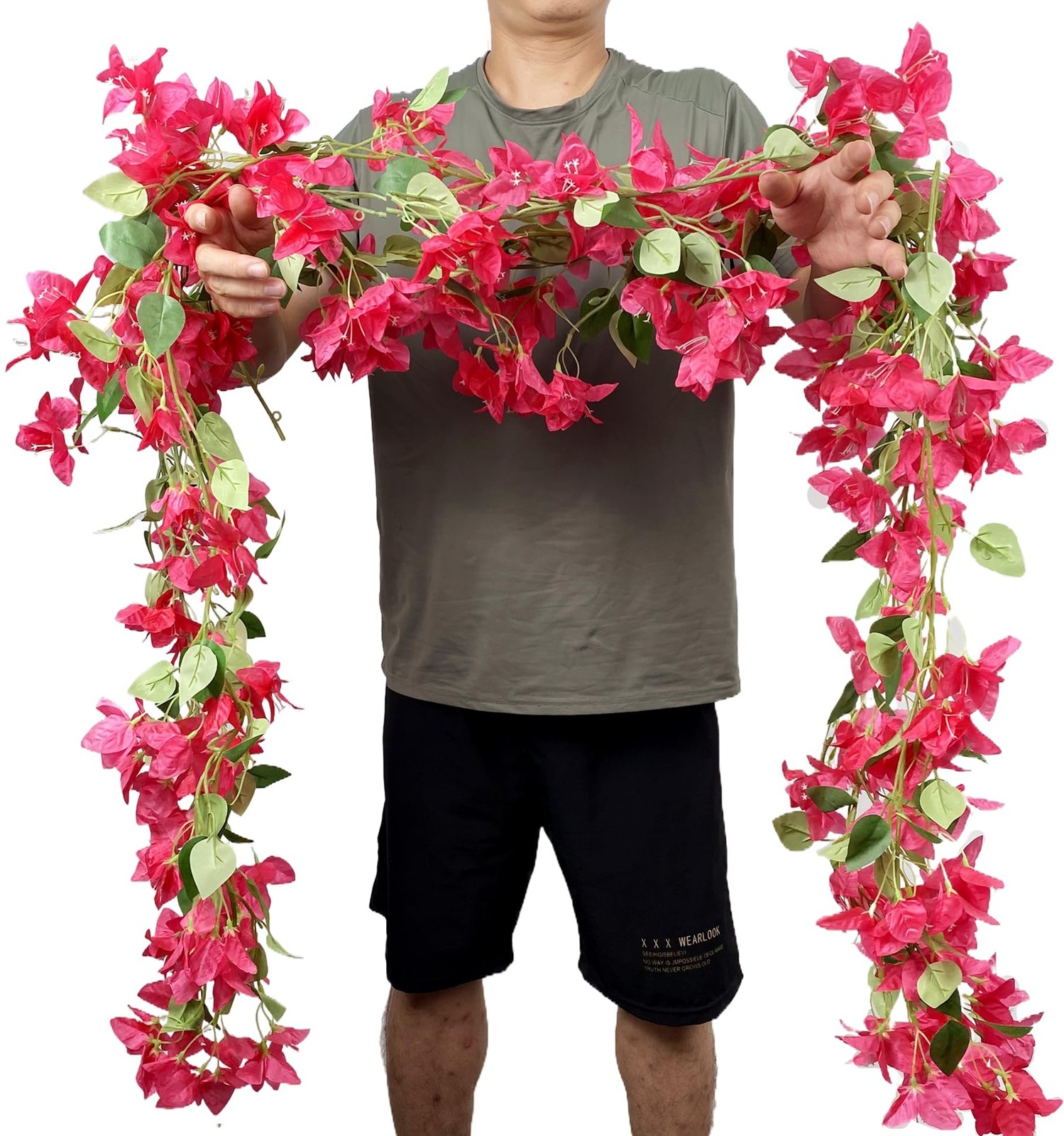 Artificial Bougainvillea Flowers Vines Silk Fuchsia Plants 69″ Long Trailing …