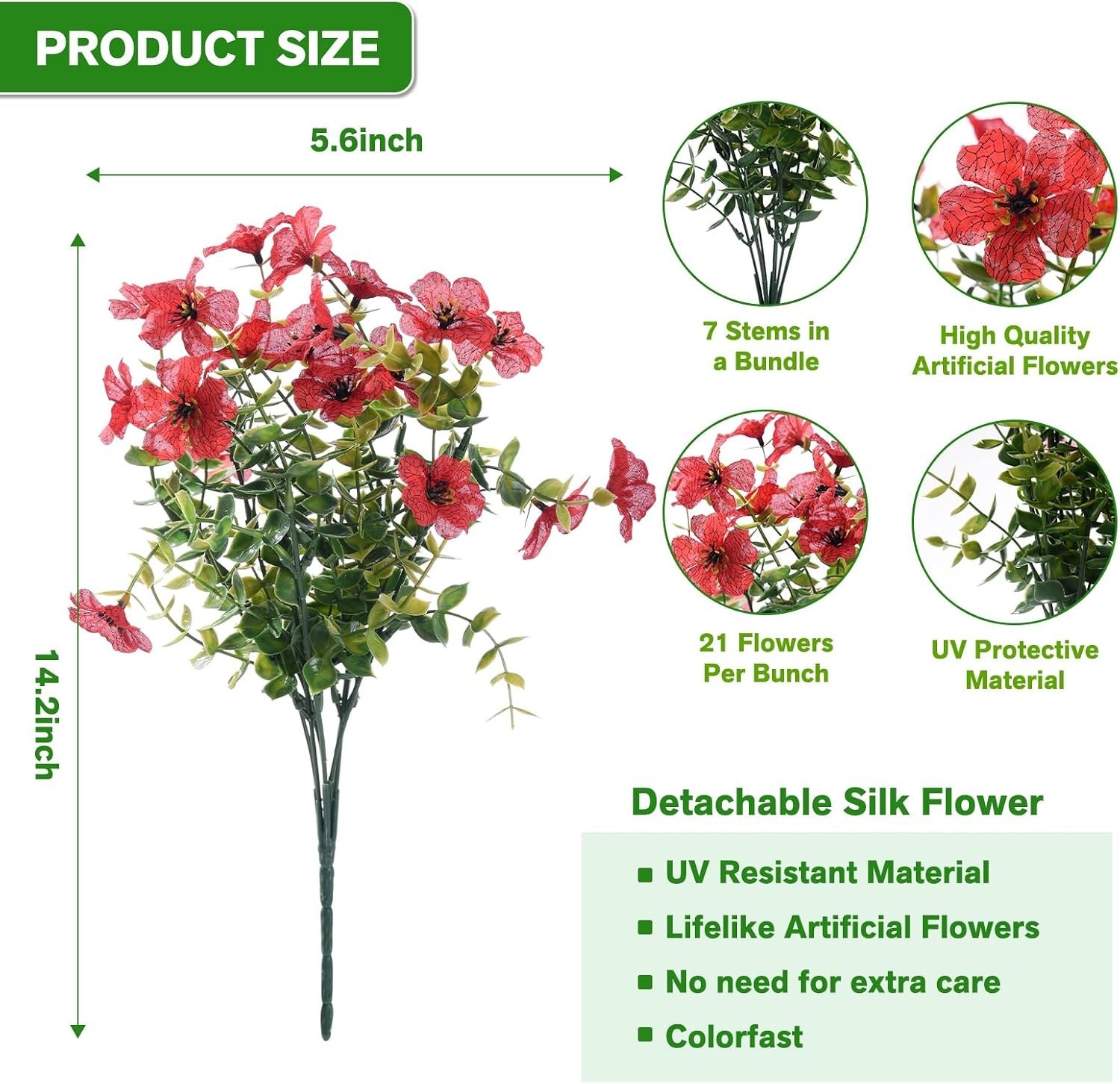 Vibrant UV Resistant Silk Flowers Bundle – Perfect for Indoor and Outdoor Decor
