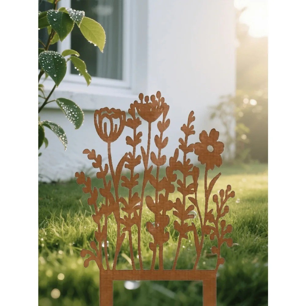 Rustic Metal Garden Stake – Vintage Outdoor Lawn Flower Bed Decor 1pc