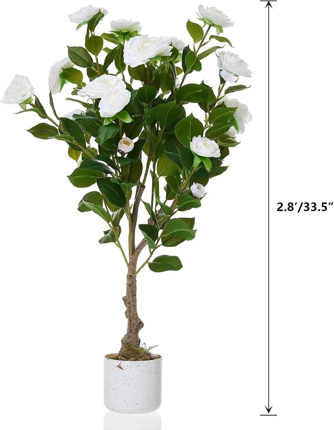 2 Pack 2.8FT Artificial Camellia Tree Faux Camellia Plant in Pot Outdoor Decor