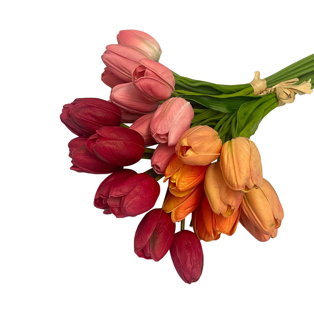 15″ Multicolor Faux Tulips Silk Floral for Wedding Bouquets Home Decor