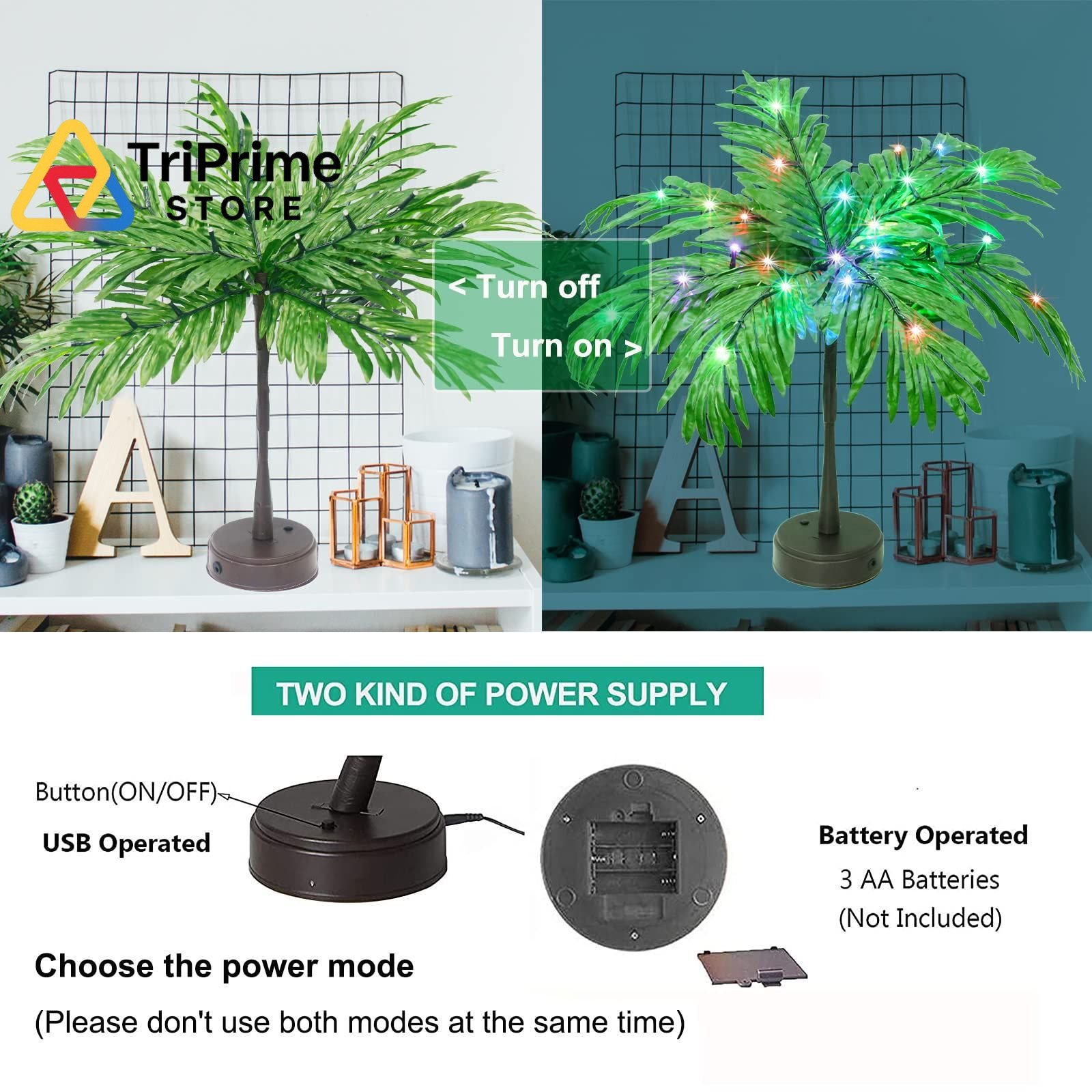 28 Colors Changing Light Up Palm Tree Table Decor, 1ft 1in, Color