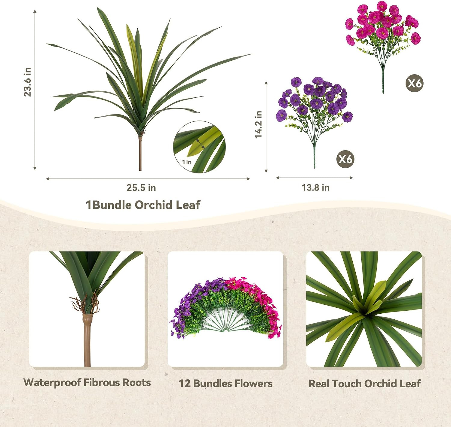 Artificial Flowers for Outdoors Fake Plants Outside, 12 Bundles Silk Morning Glo