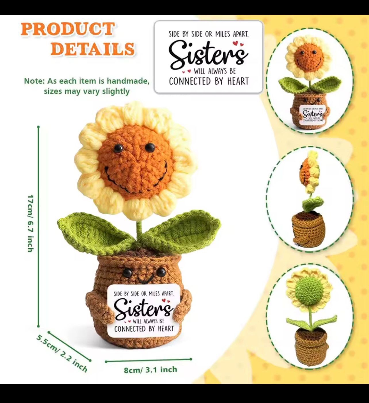 Brighten someone’s day with this adorable handmade crochet sunflower 🌻 A cute a