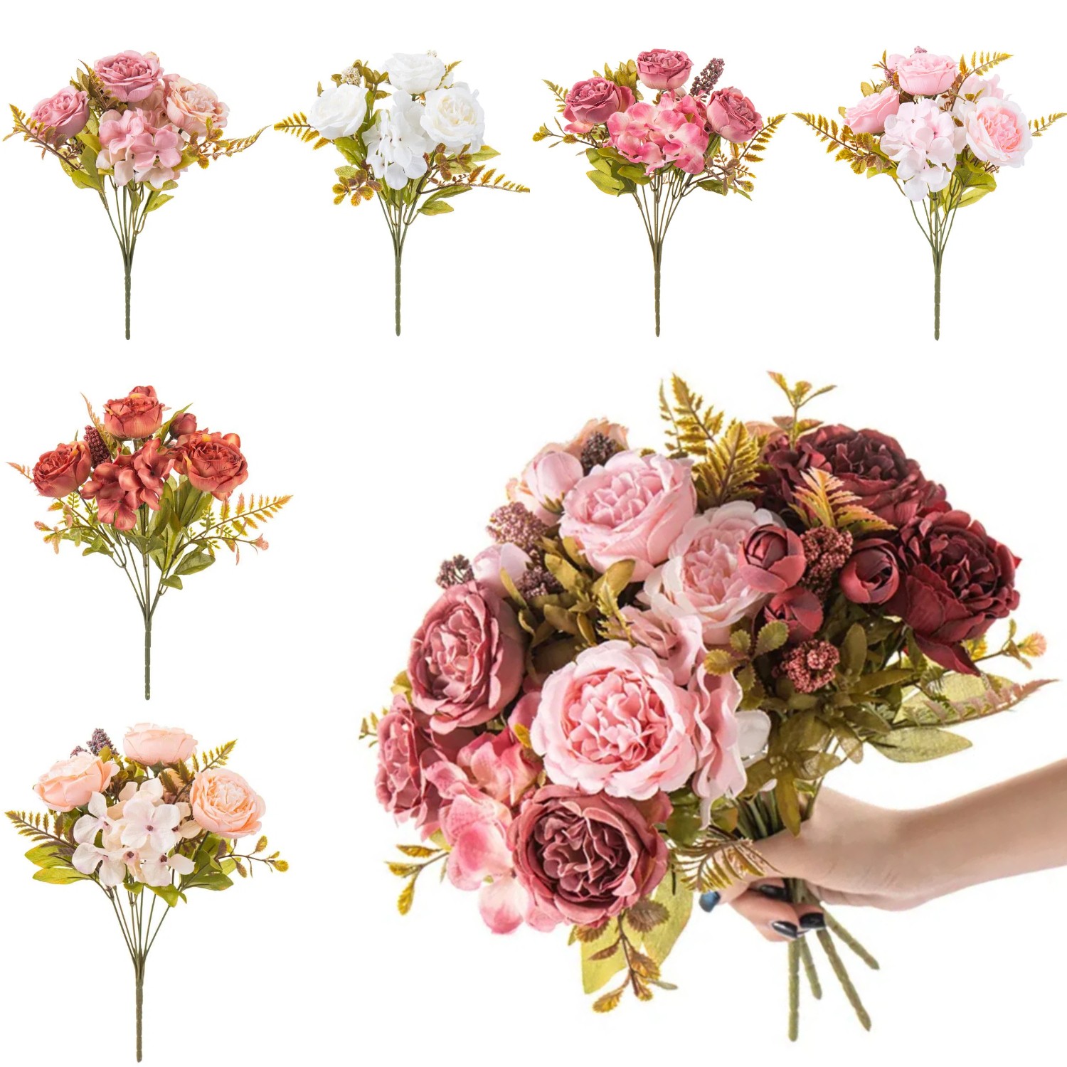 Lots Artificial Peony Flower Silk Fake Flowers Bulk for Home Wedding Decor