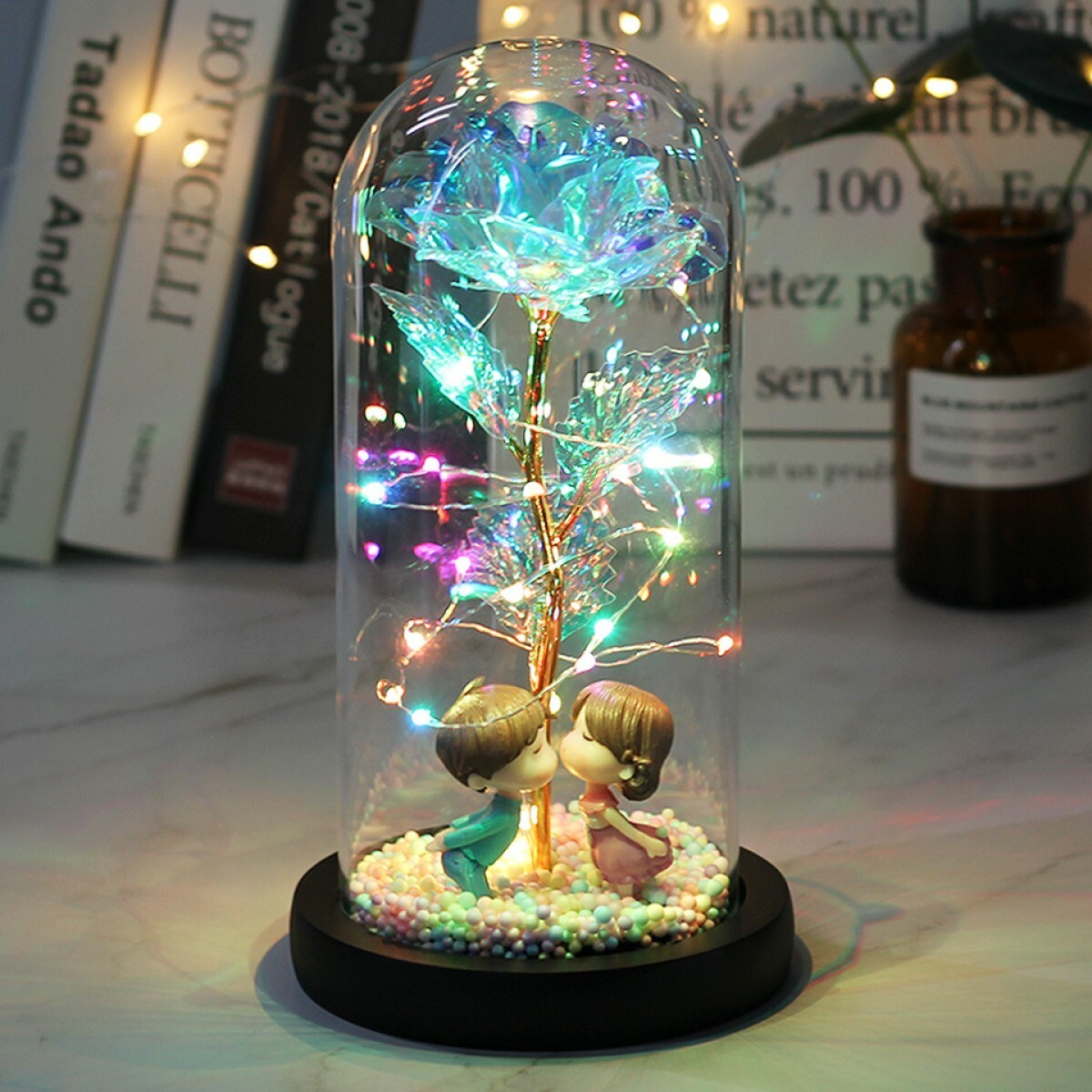 Eternal Rose Flower LED Enchanted Galaxy Rose Flower in Glass Valentine’s Gift