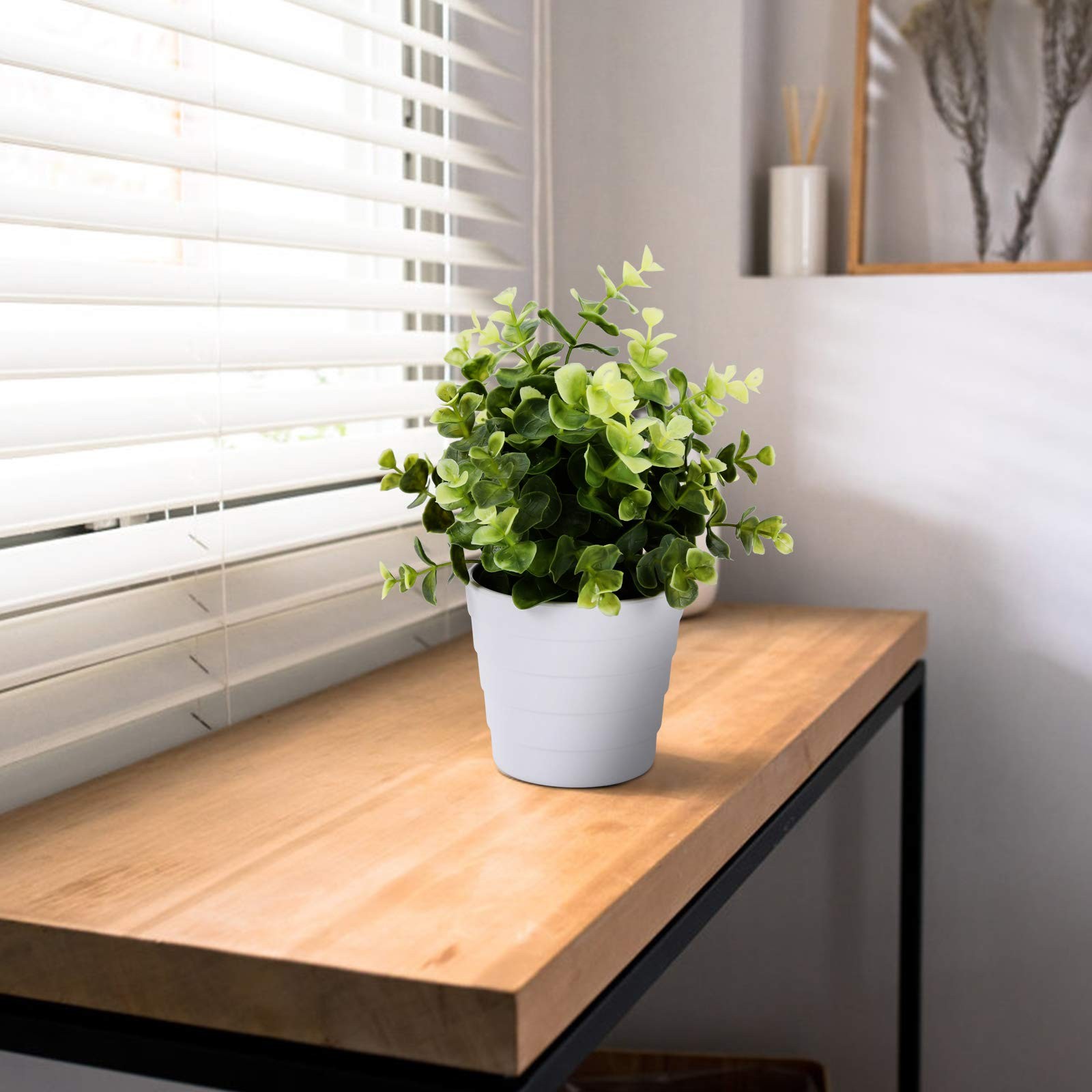 Small Fake Plant Potted Artificial Indoor Eucalyptus Green Home Office Decor