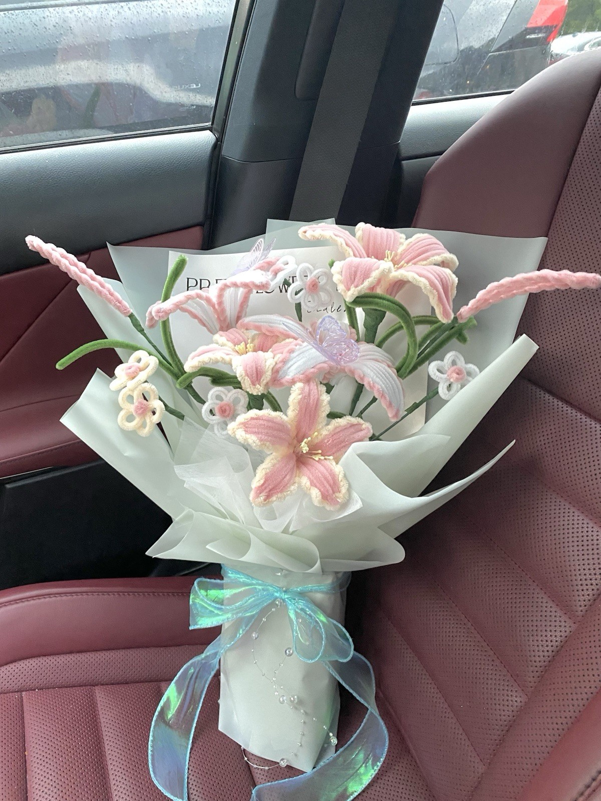 Handmade Pastel Lily Bouquet Fuzzy Wire Flowers Pipecleaner Flowers Bouquet