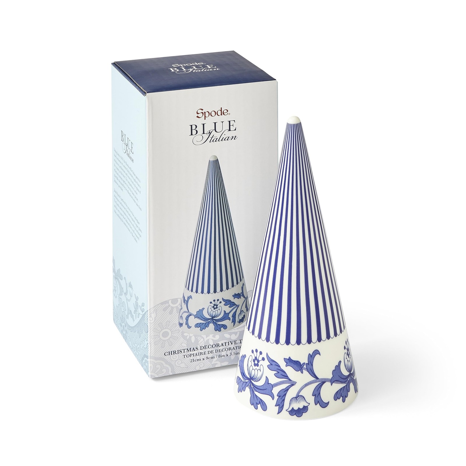 – Blue Italian – Blue Italian Cone Shaped Topiary – 8 Inch – BlueWhite