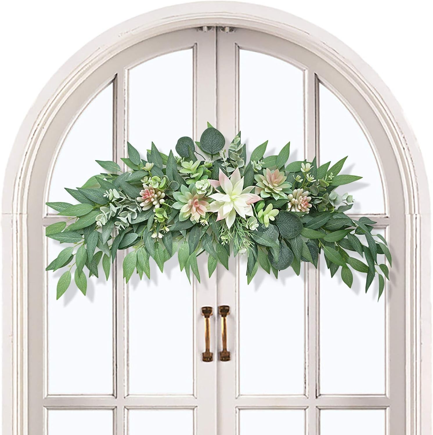 WYSRJ 28inch Artificial Succulents Swag Decorative Swag with Eucalyptus Leaves a