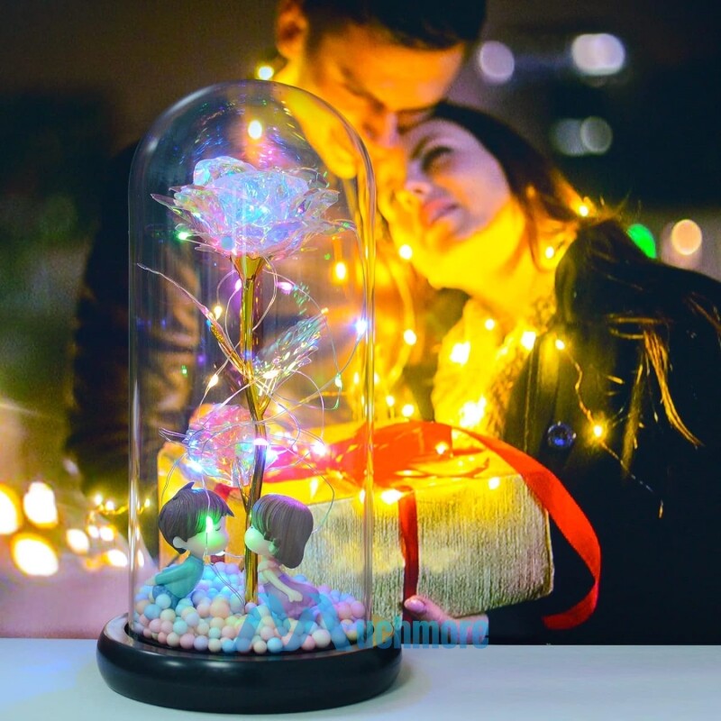 Valentines Day Gifts for Her – Crystal Galaxy Enchanted LED in Glass Rose Gifts